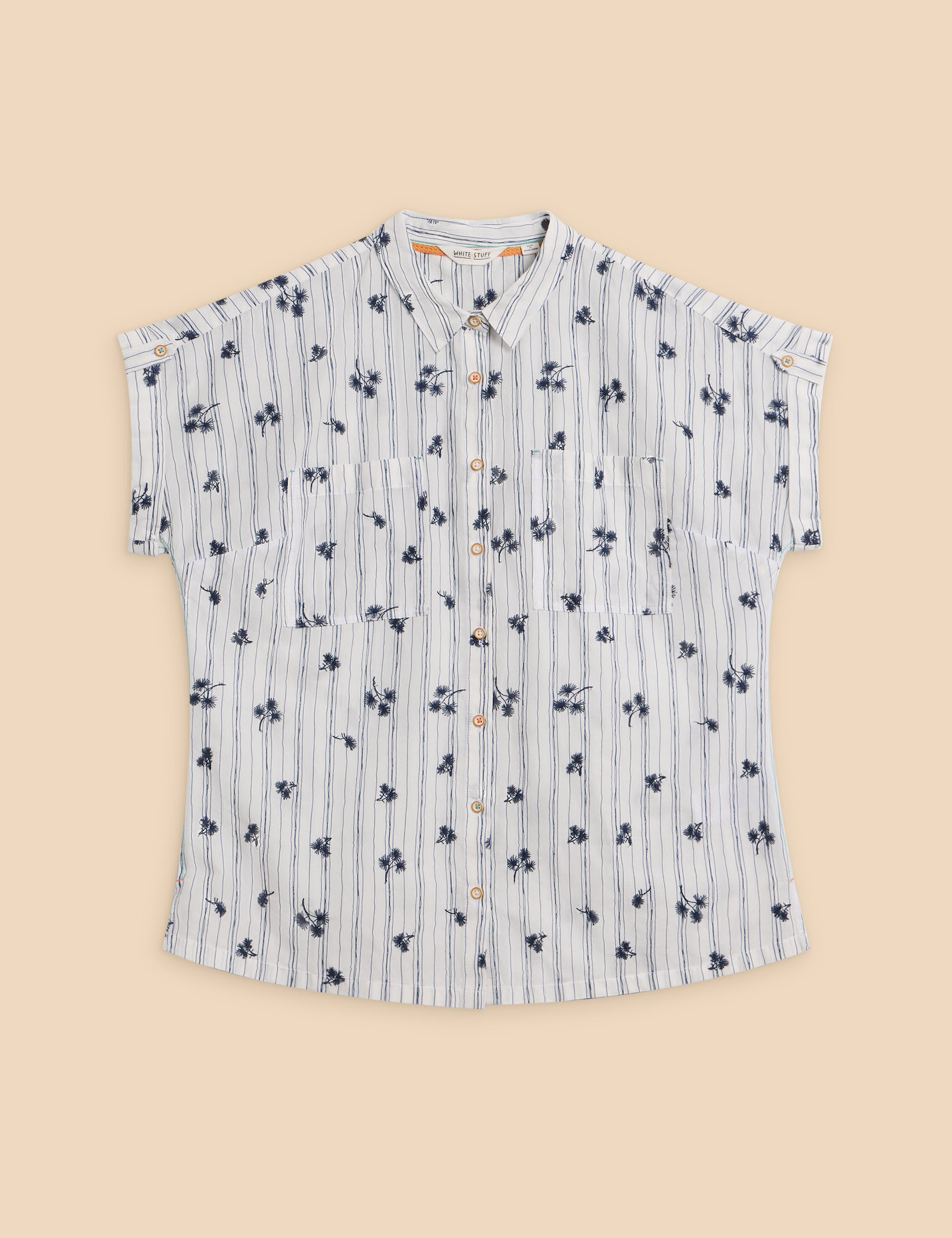 Pure Cotton Striped Embroidered Shirt 2 of 6