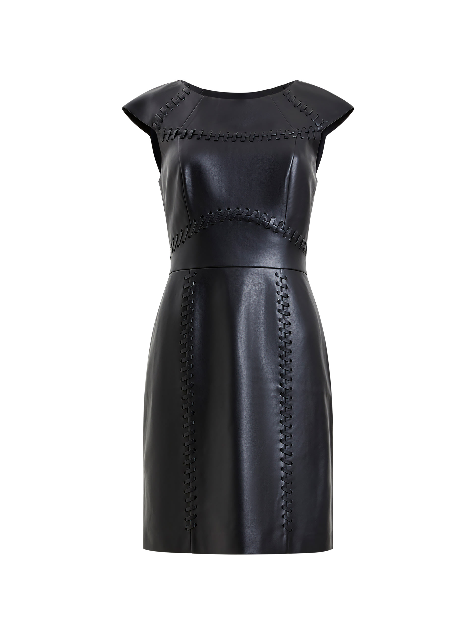 Textured Round Neck Mini Tailored Dress 2 of 4