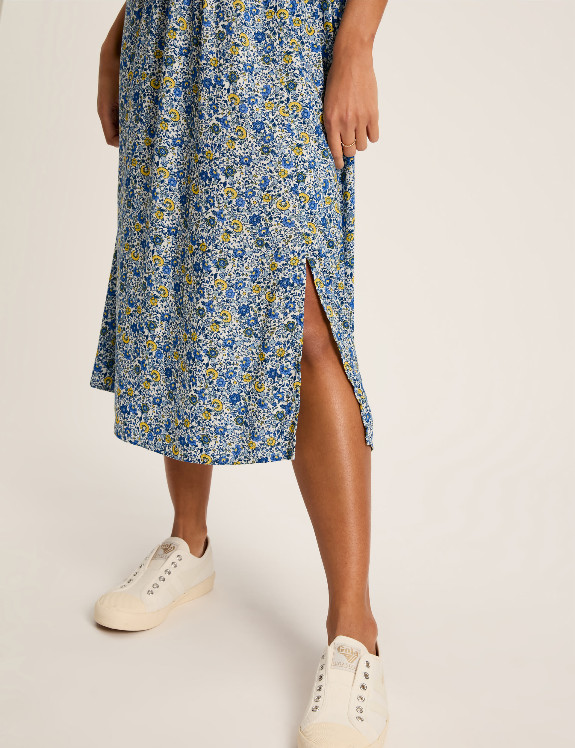 Pure Cotton Floral Midi Waisted Dress 6 of 6