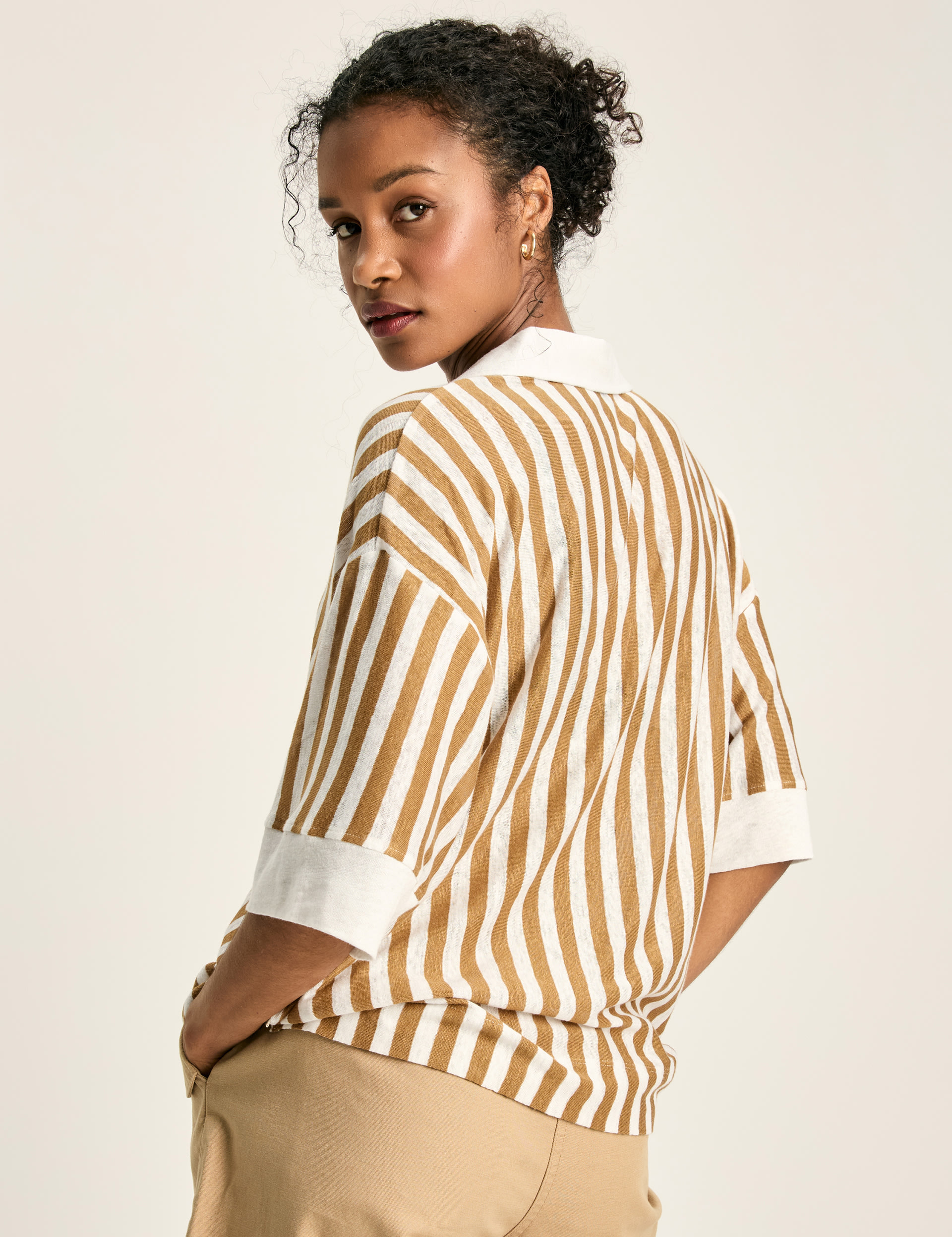 Pure Linen Striped Polo Shirt 4 of 7