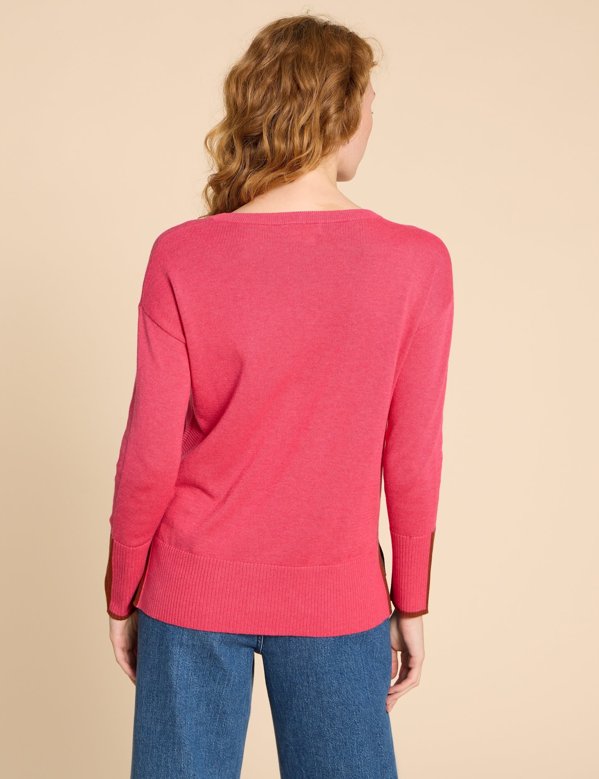 Cotton Rich Crew Neck Stepped Hem Jumper 3 of 5