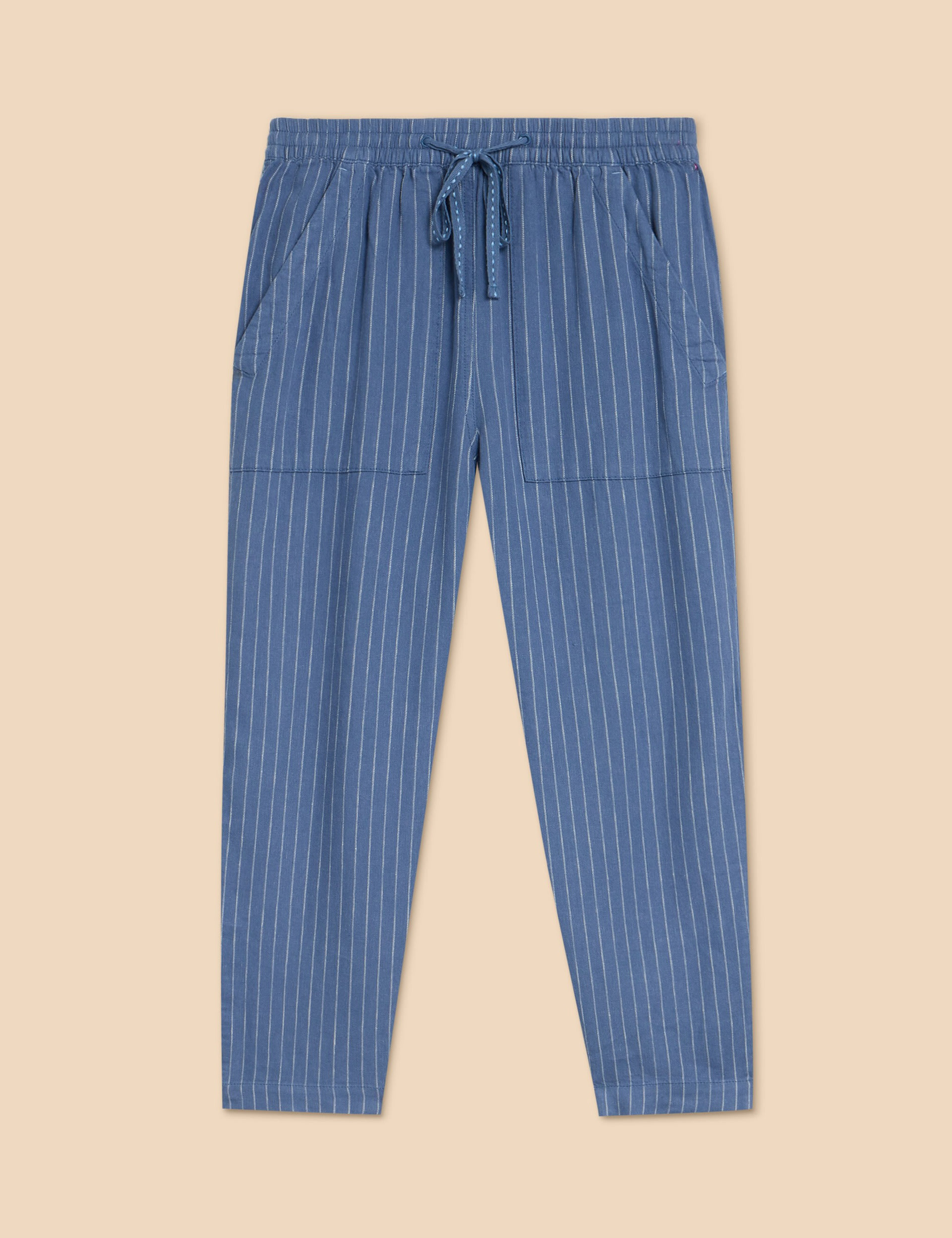 Linen Rich Striped Relaxed Trousers 2 of 5