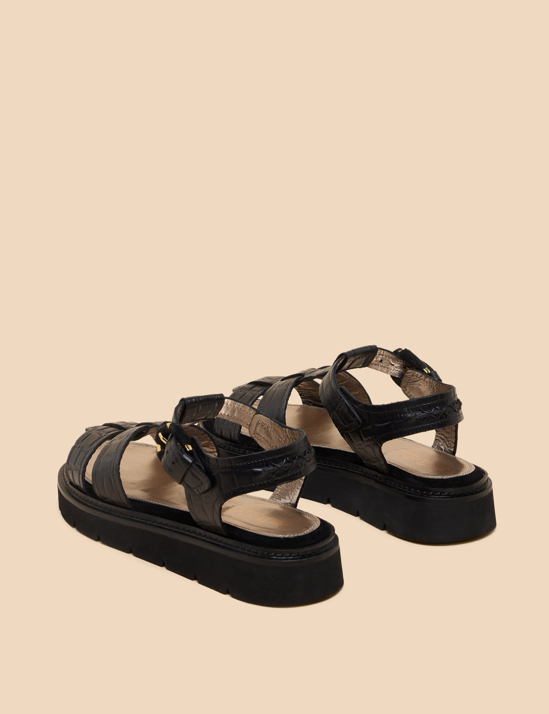 Leather Metallic Flatform Gladiator Sandals 3 of 4