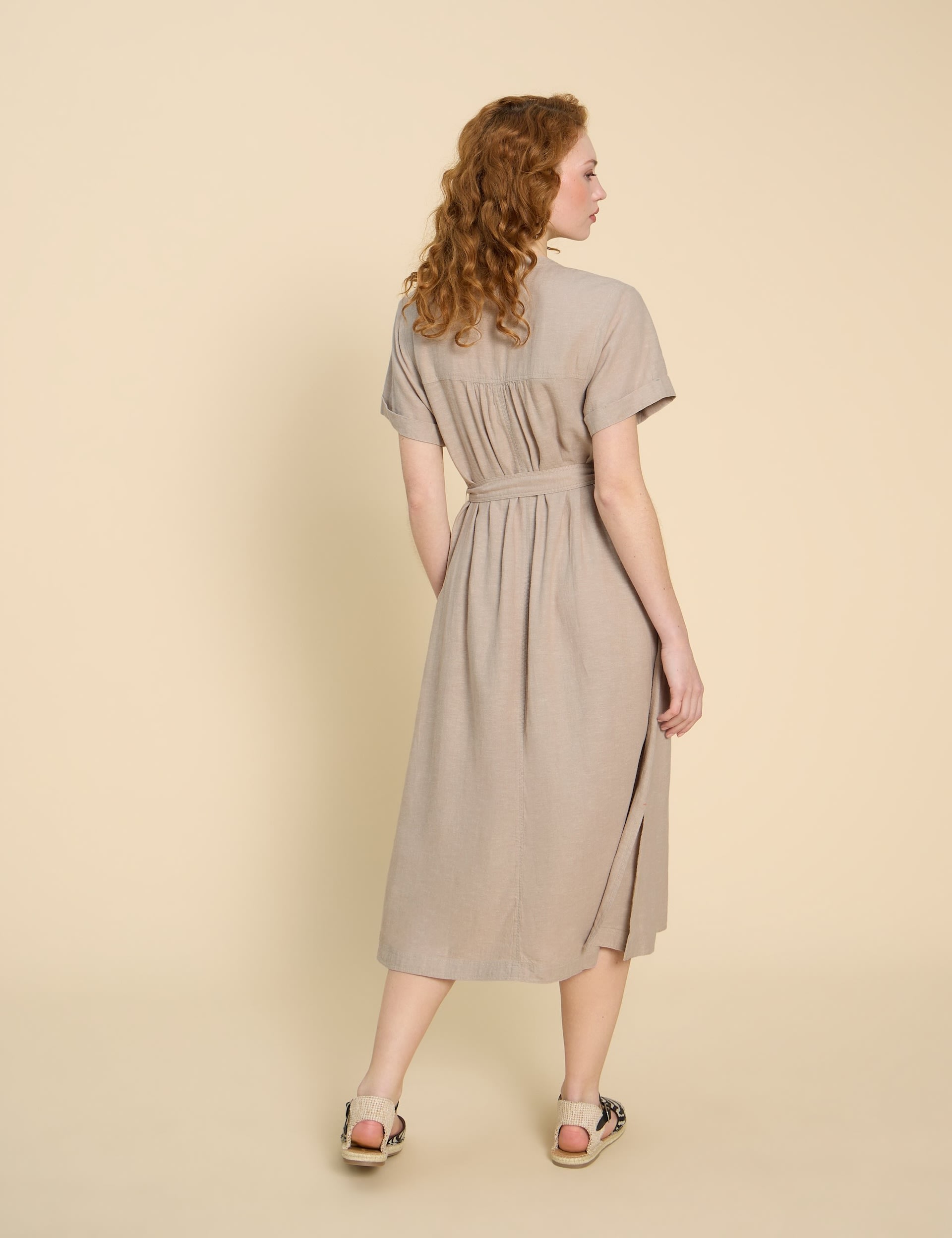 Linen Rich Button Through Midi Shirt Dress 4 of 6