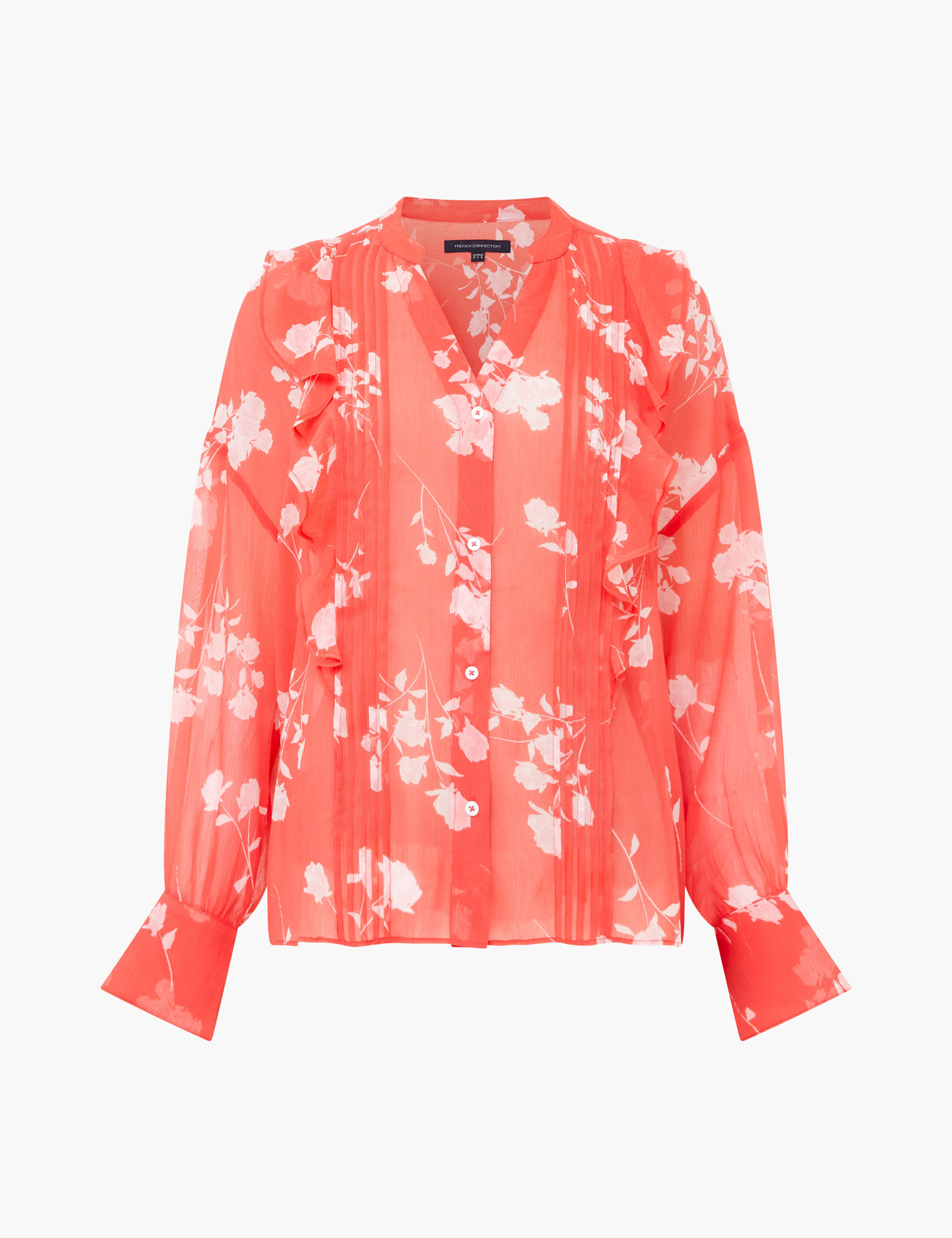 Floral Textured V-Neck Pintuck Blouse 2 of 4