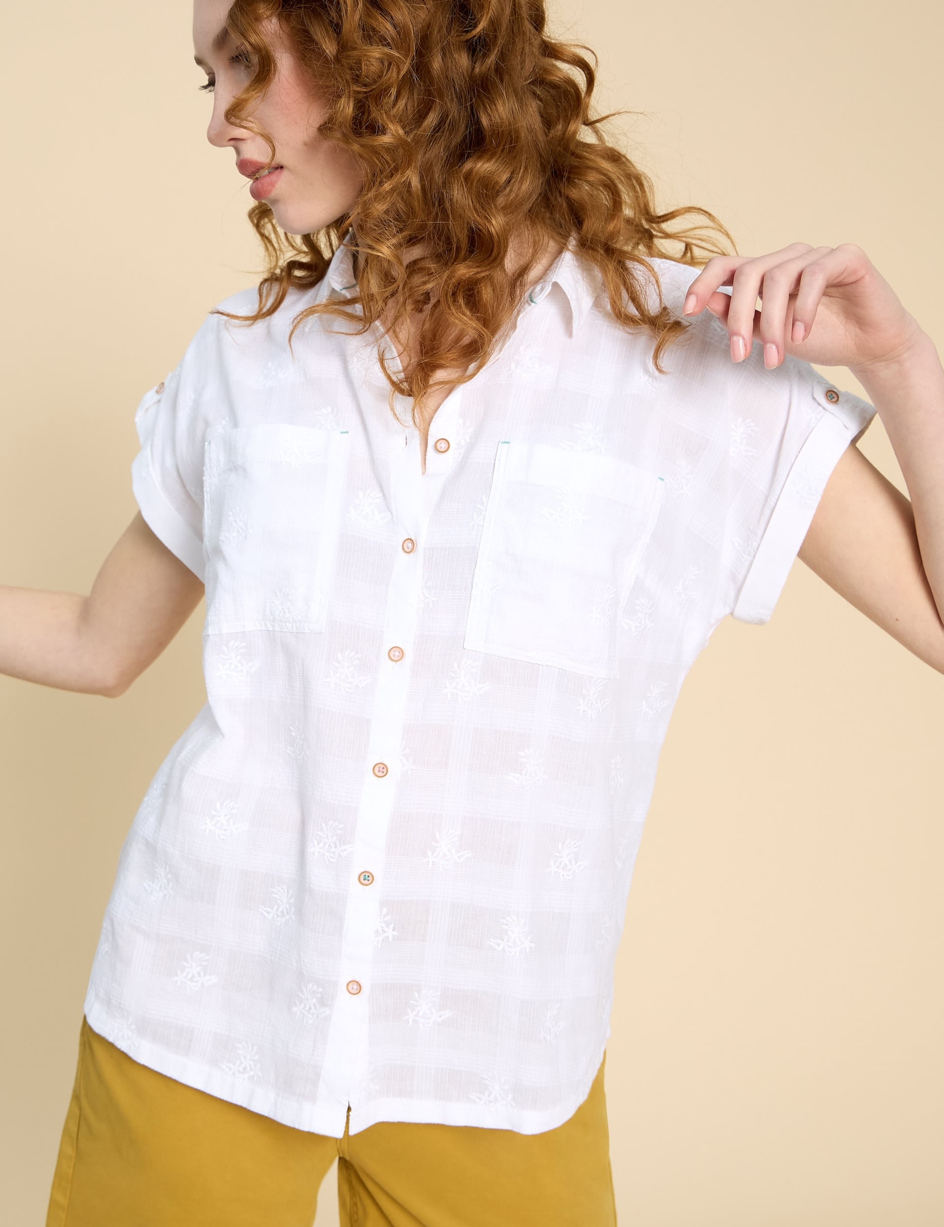 Pure Cotton Checked Embroidered Shirt 1 of 6