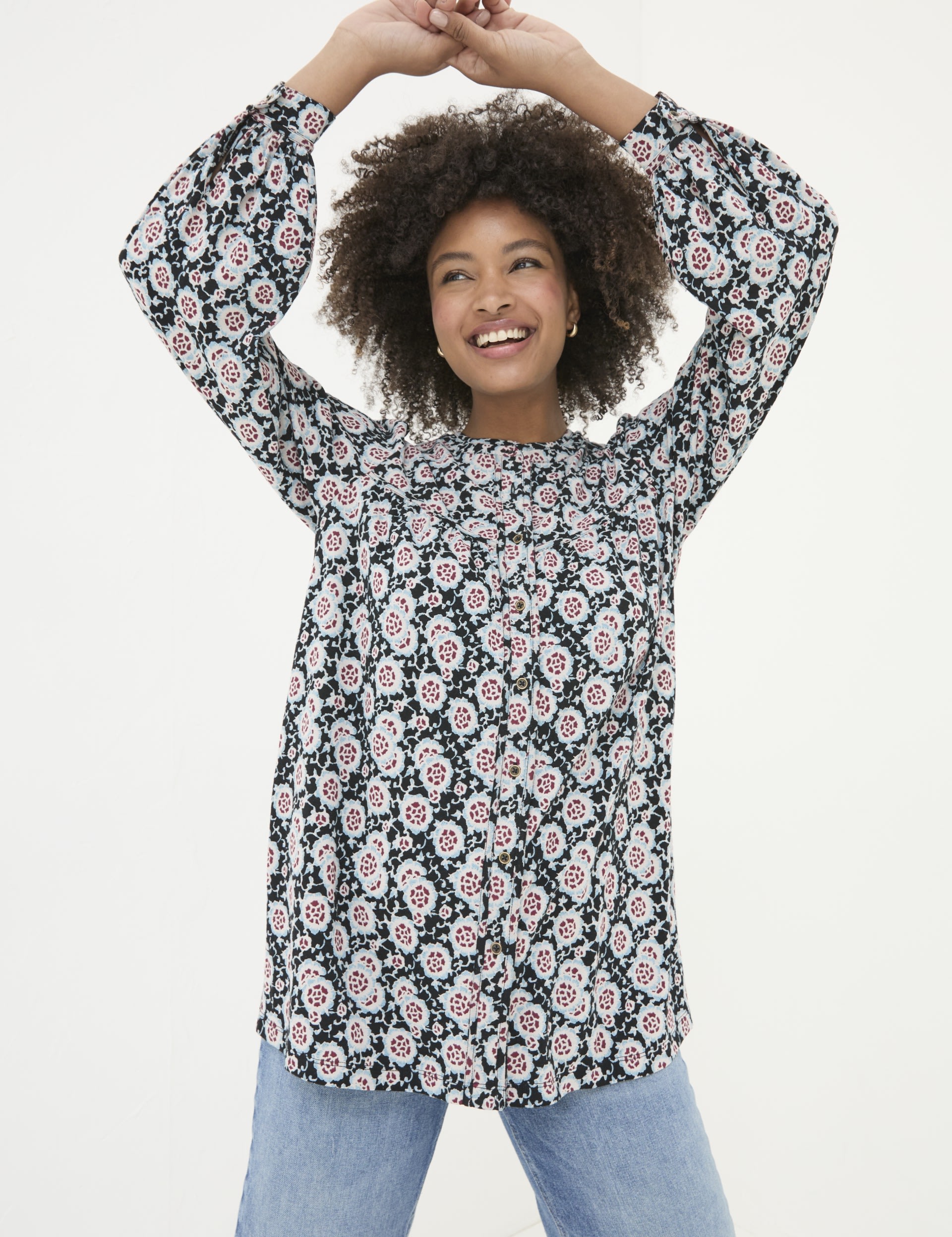 Modal Blend Floral Button Through Tunic 1 of 5