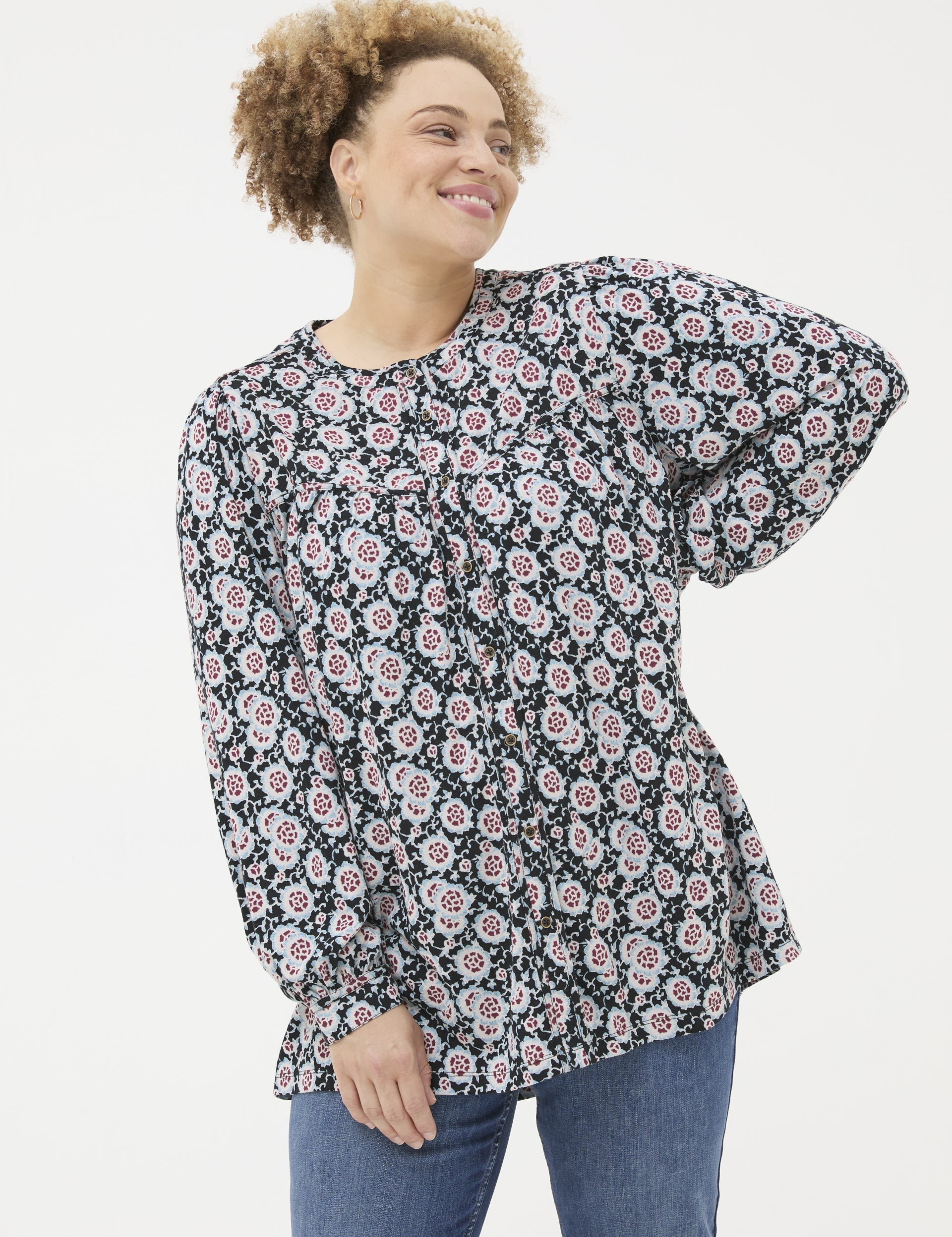 Modal Blend Floral Button Through Tunic 5 of 5