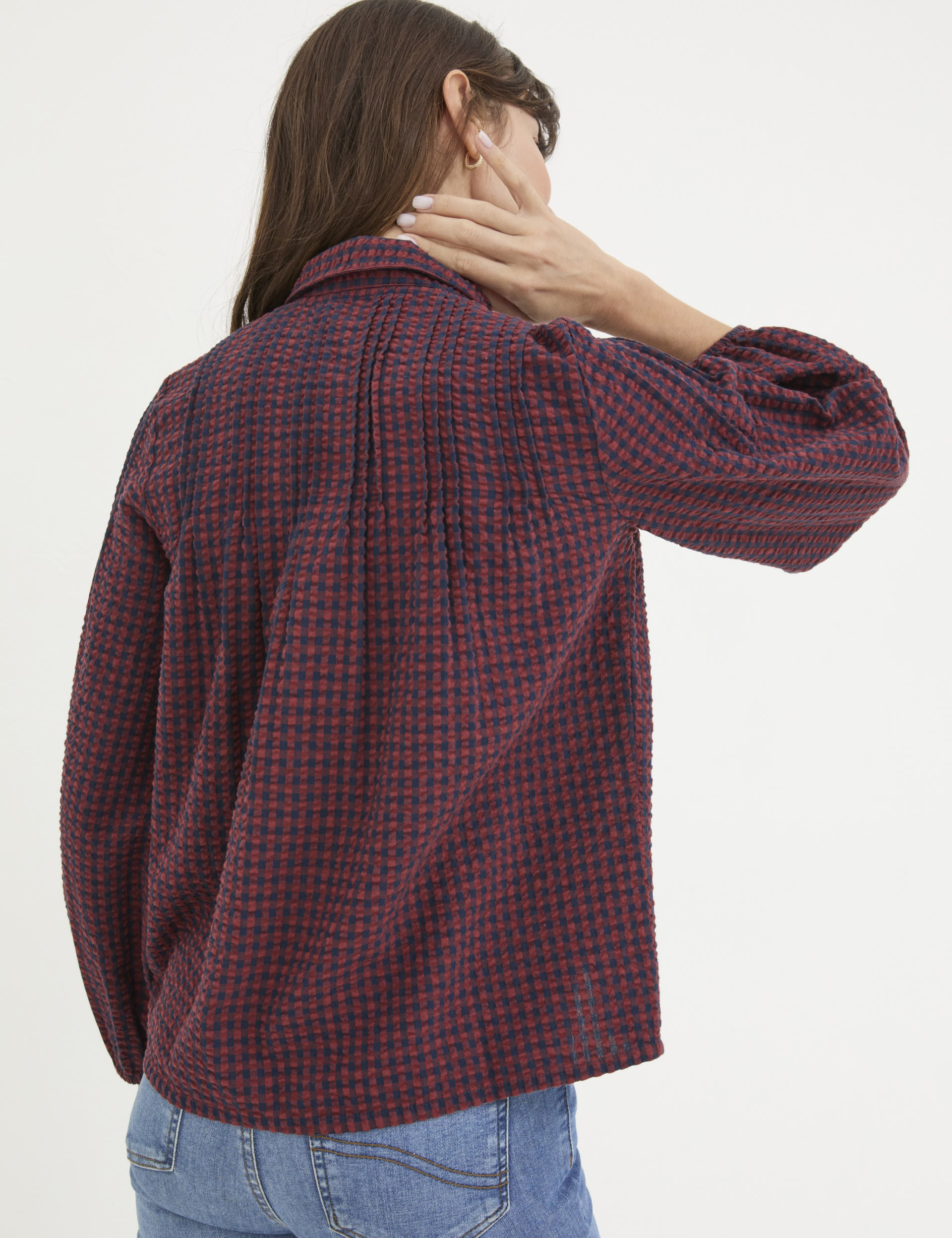 Pure Cotton Checked Button Through Blouse 4 of 5