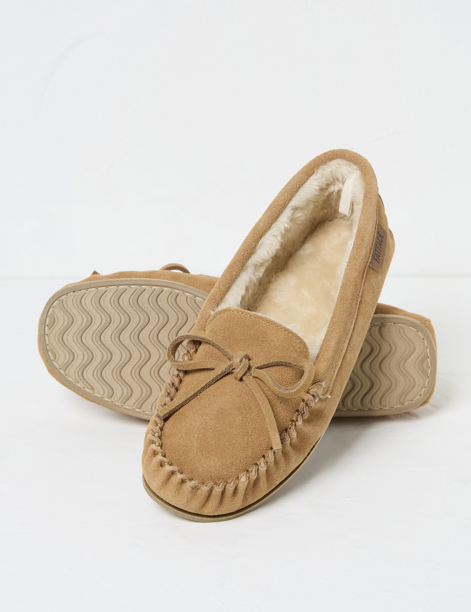 Suede Faux Fur Lined Moccasins Slippers 2 of 2