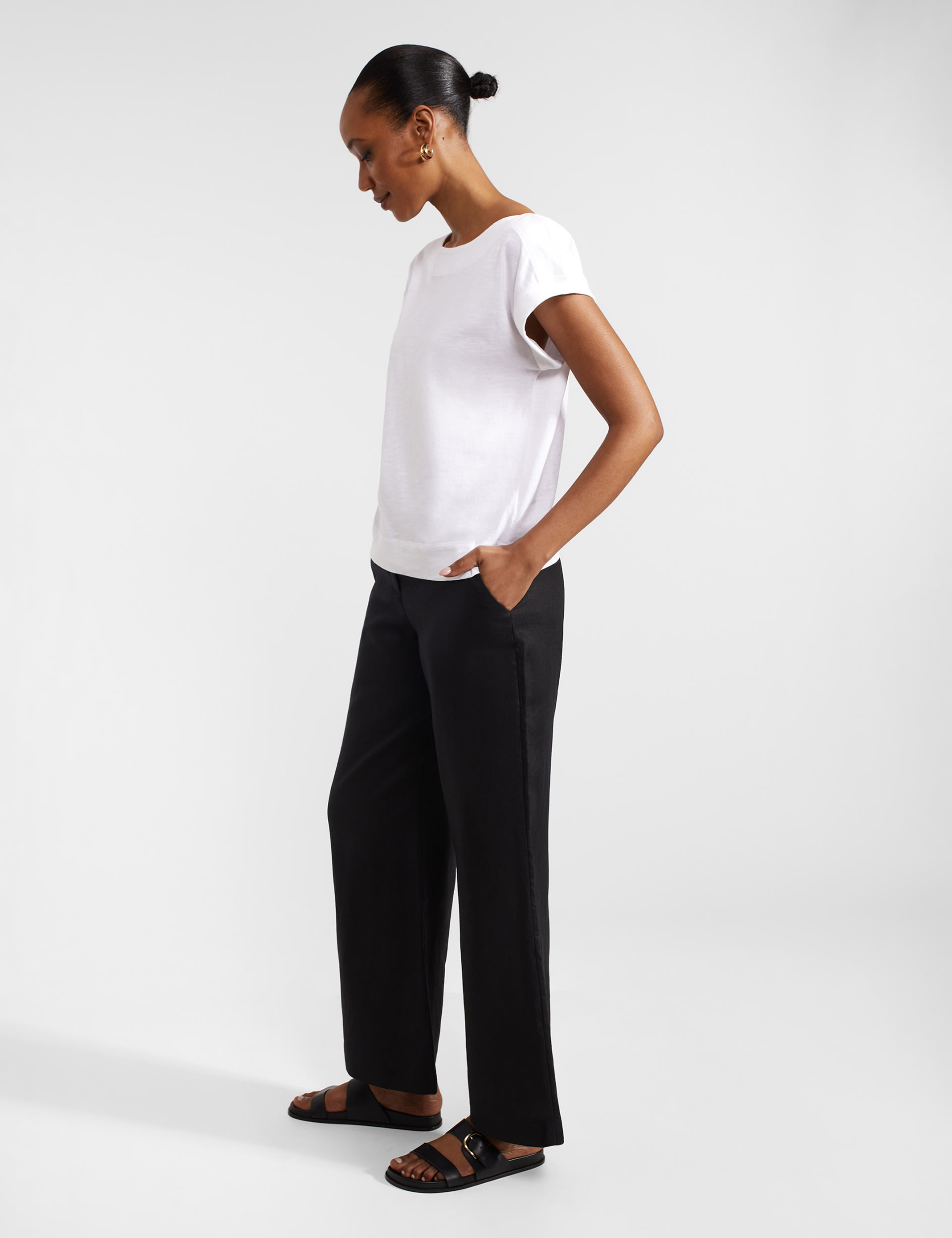 Pure Linen Straight Leg Trousers 3 of 6