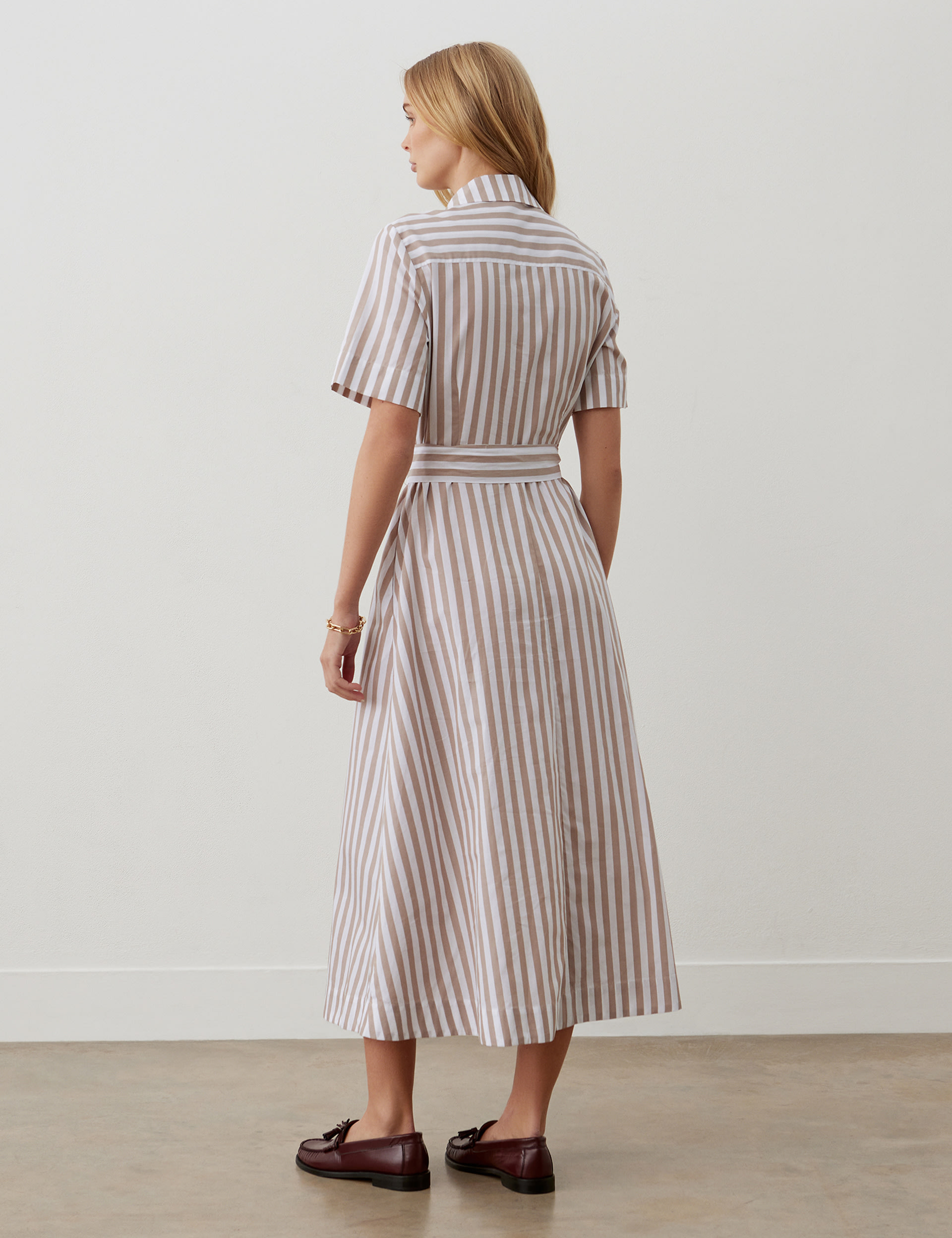 Pure Cotton Striped Midaxi Shirt Dress 2 of 4