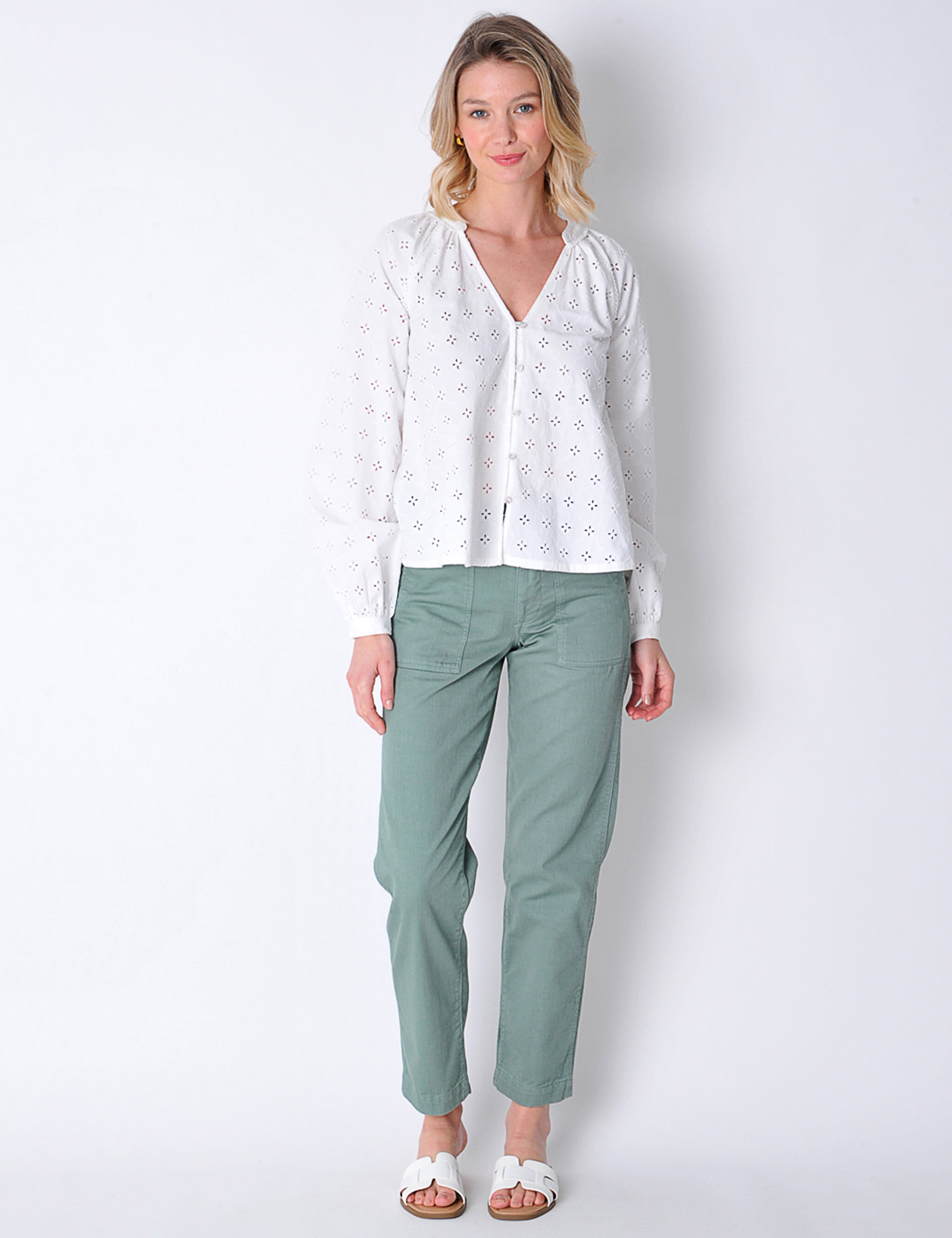 Pure Cotton Embroidered V-Neck Shirt 3 of 5