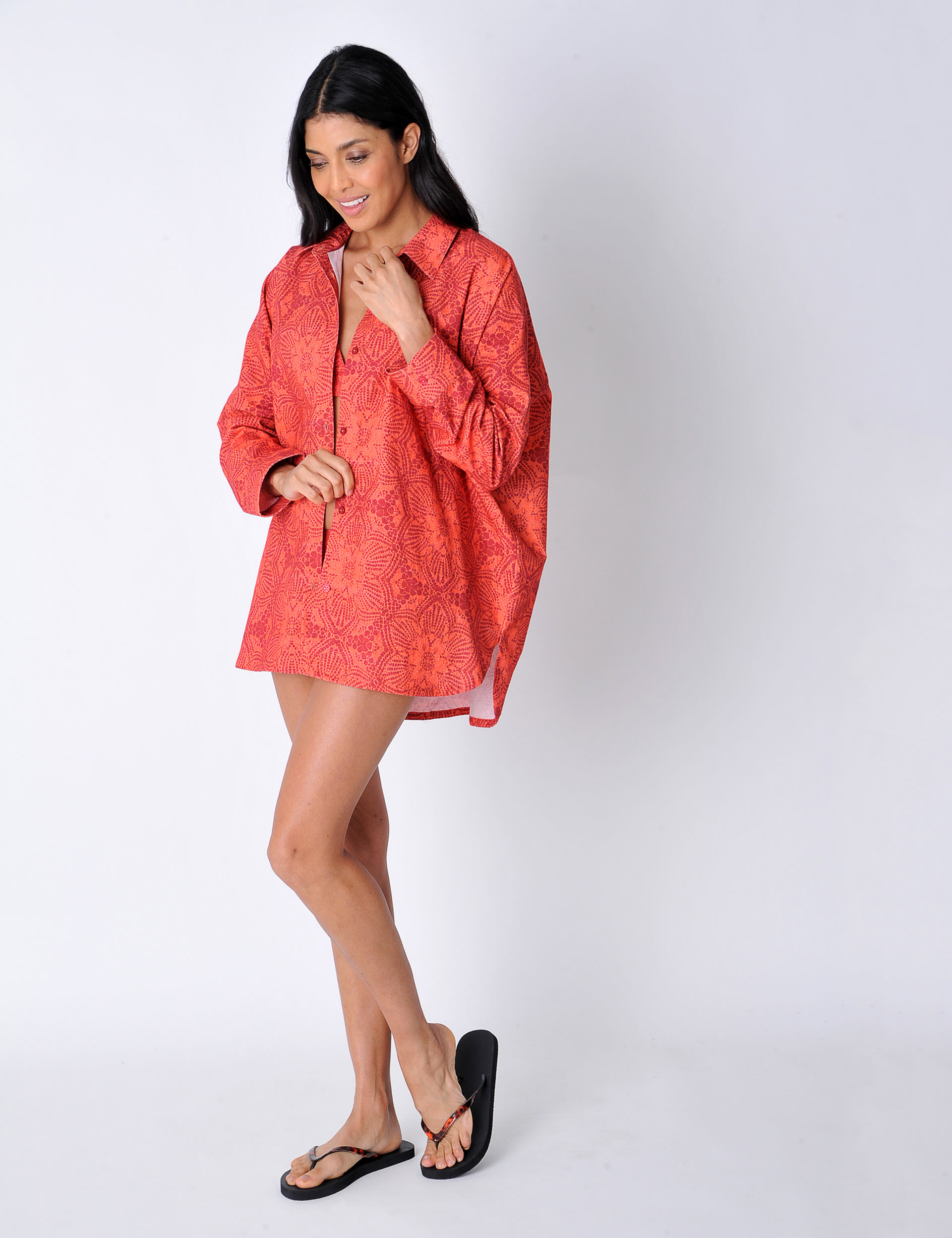 Pure Cotton Printed Collared Oversized Shirt 3 of 5