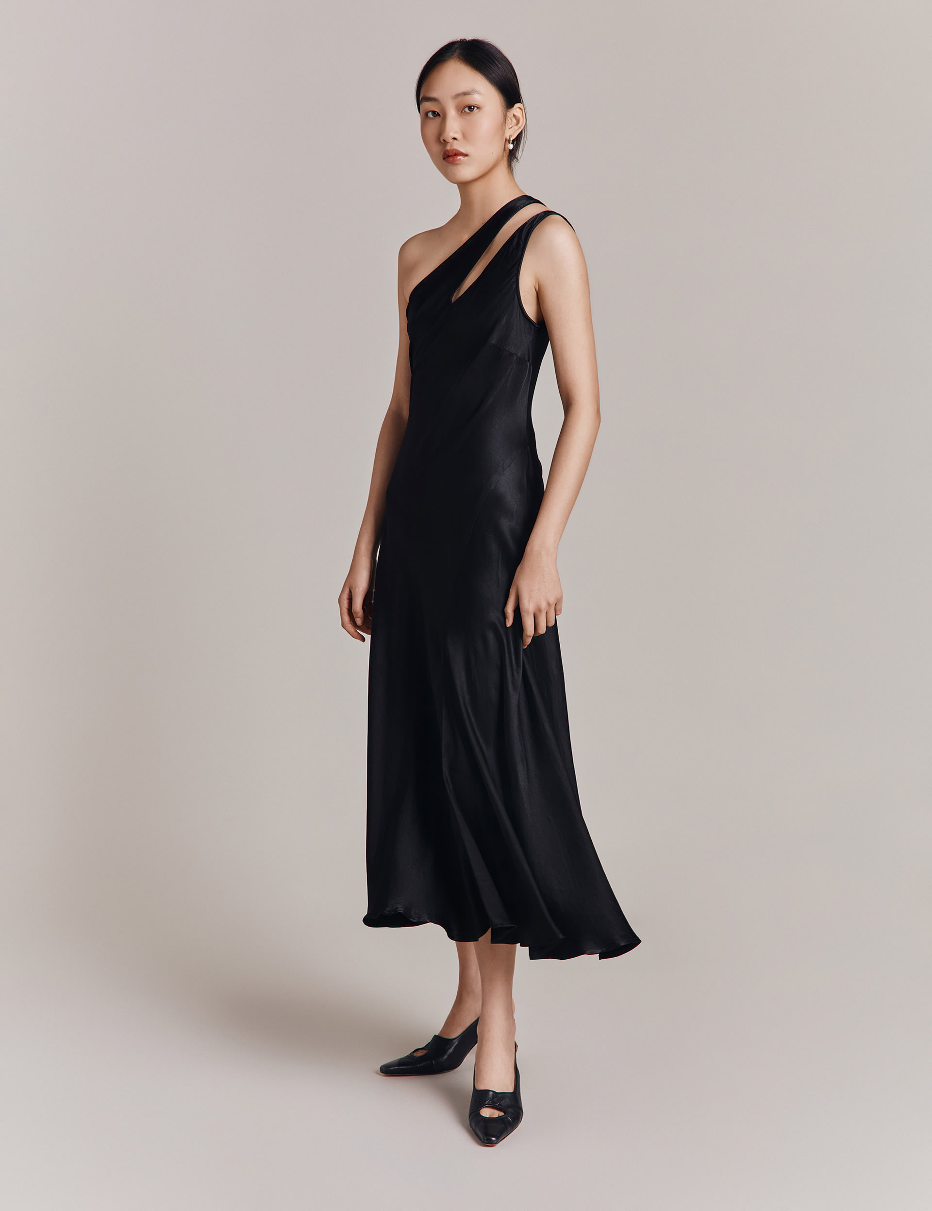 Satin Asymmetric Column Midaxi Dress 3 of 4