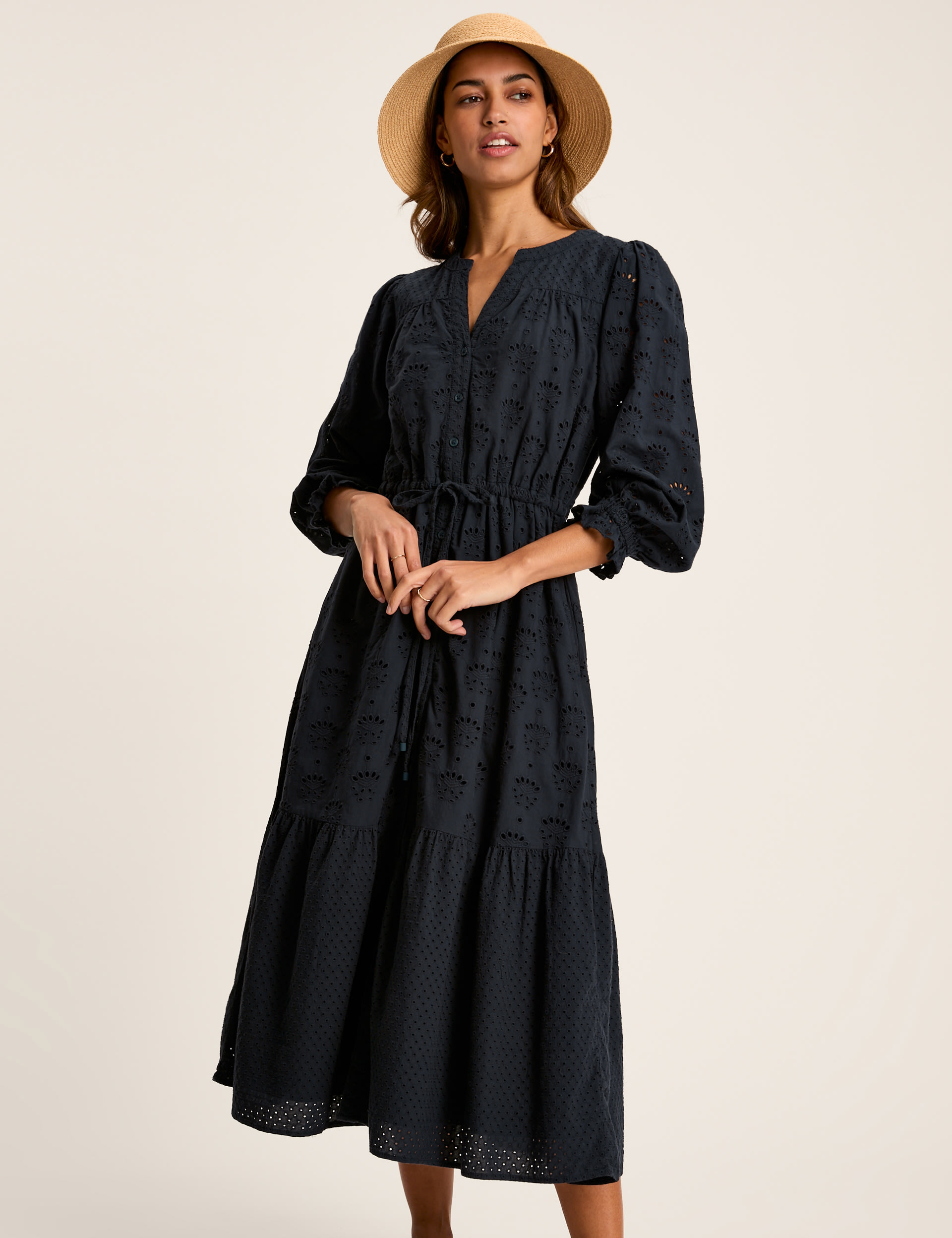 Pure Cotton Broderie Notch Neck Midi Dress 7 of 8