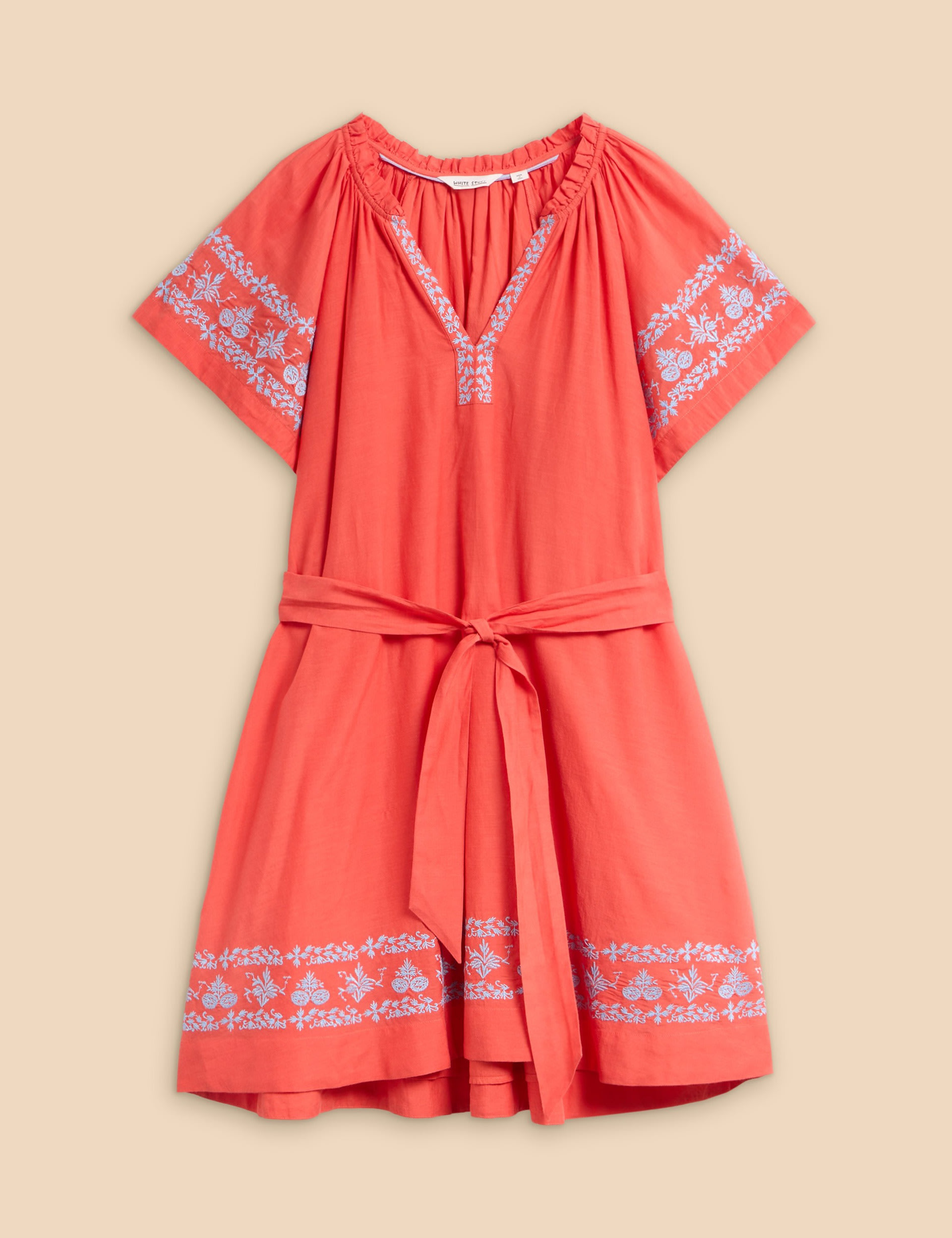 Pure Cotton Embroidered V-Neck Smock Dress 2 of 6