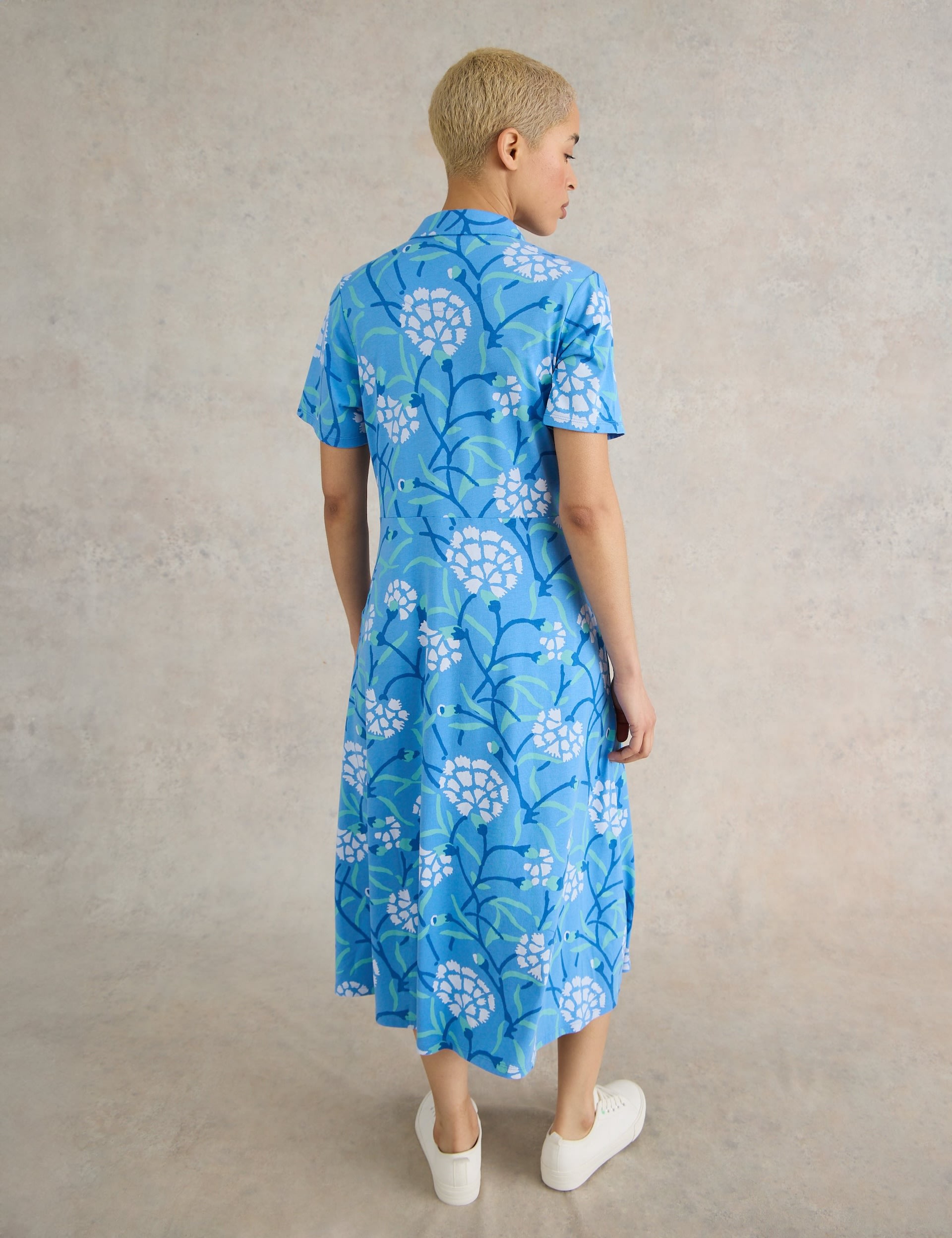 Jersey Floral Midi Shirt Dress 3 of 6