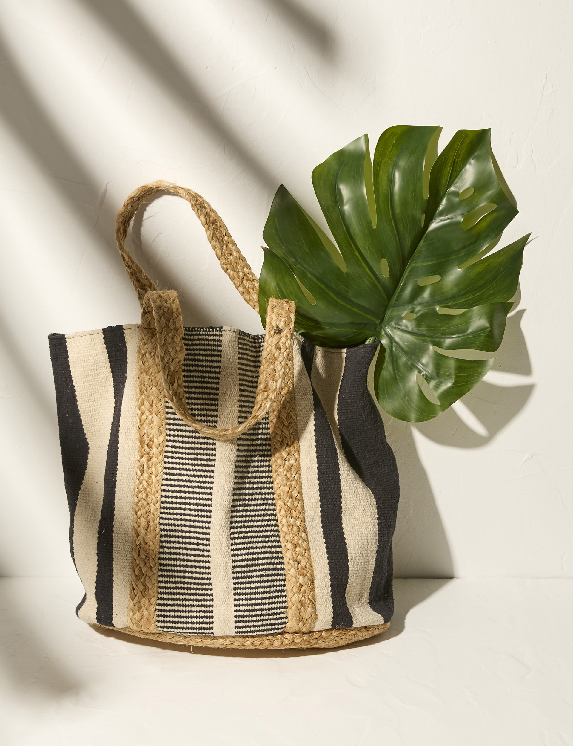 Cotton Blend Striped Woven Beach Bag 3 of 3