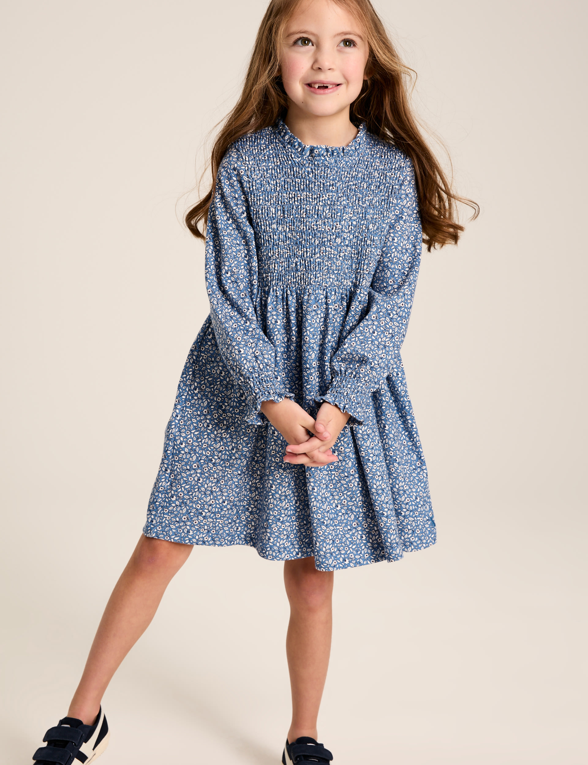 Pure Cotton Floral Shirred Dress (2-10 Yrs) | Joules | M&S