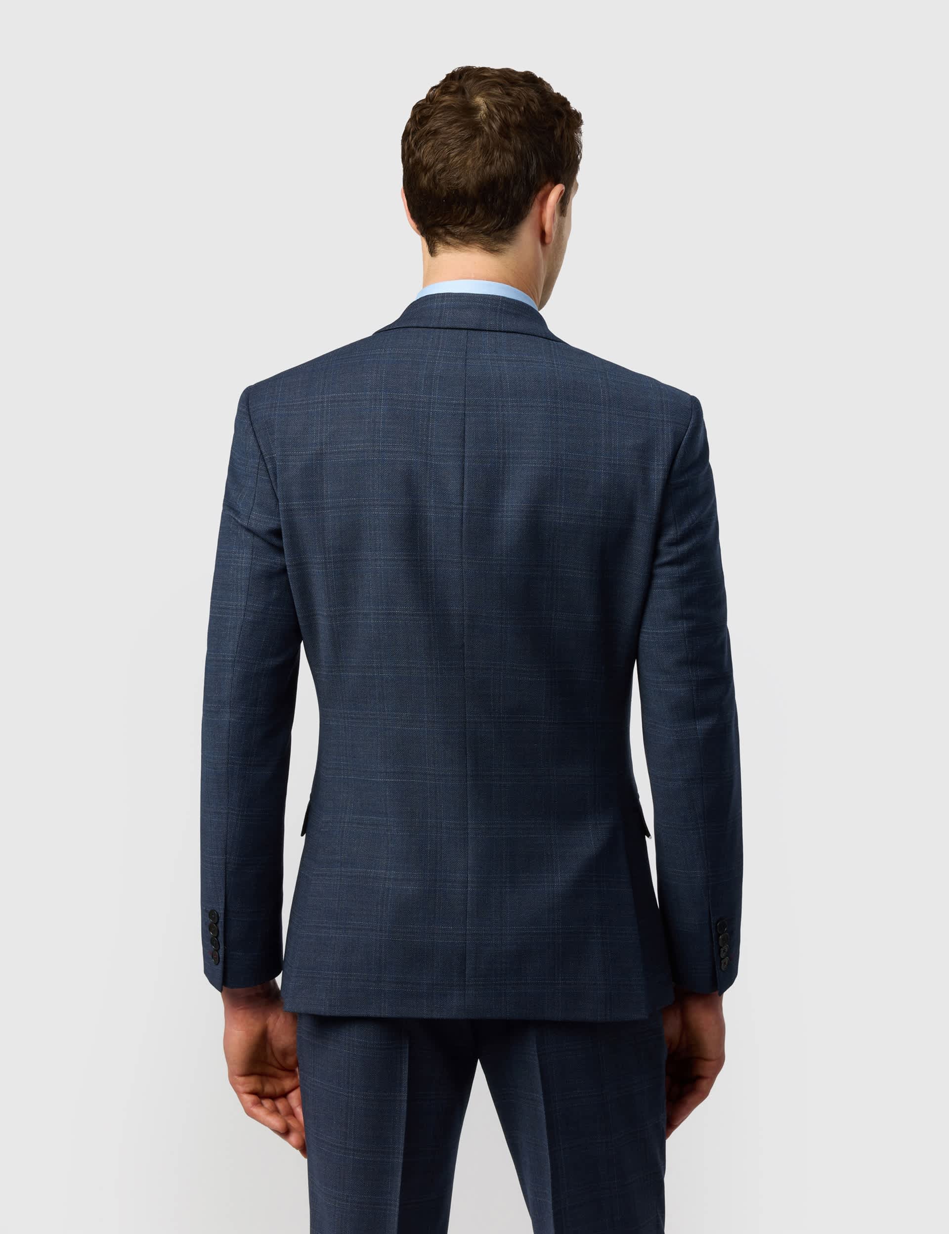 3 Piece Slim Fit Wool Blend Check Suit thumbnail 4