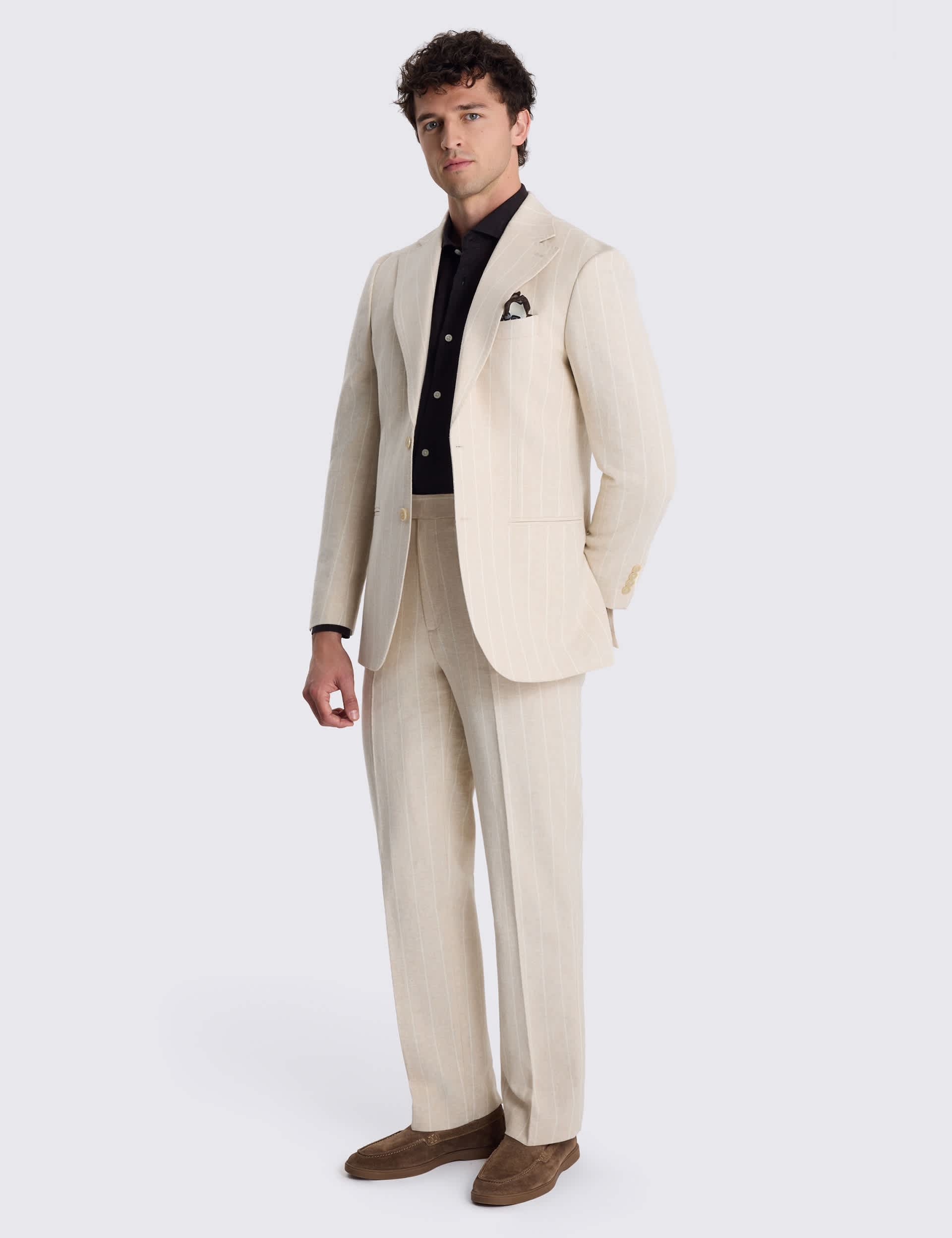2 Piece Relaxed Fit Linen Rich Striped Suit thumbnail 2