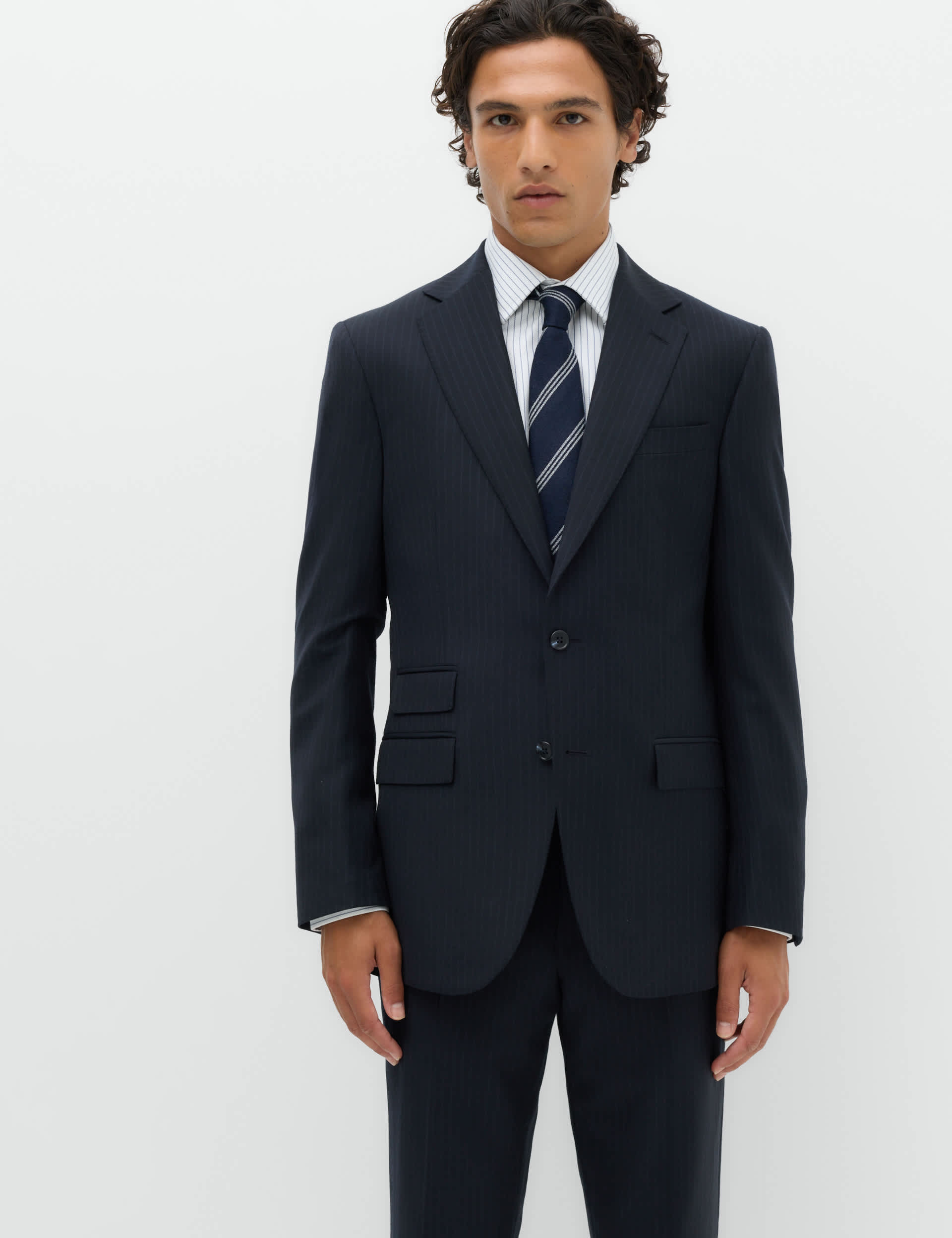 2 Piece Regular Fit Pure Wool Striped Suit thumbnail 6