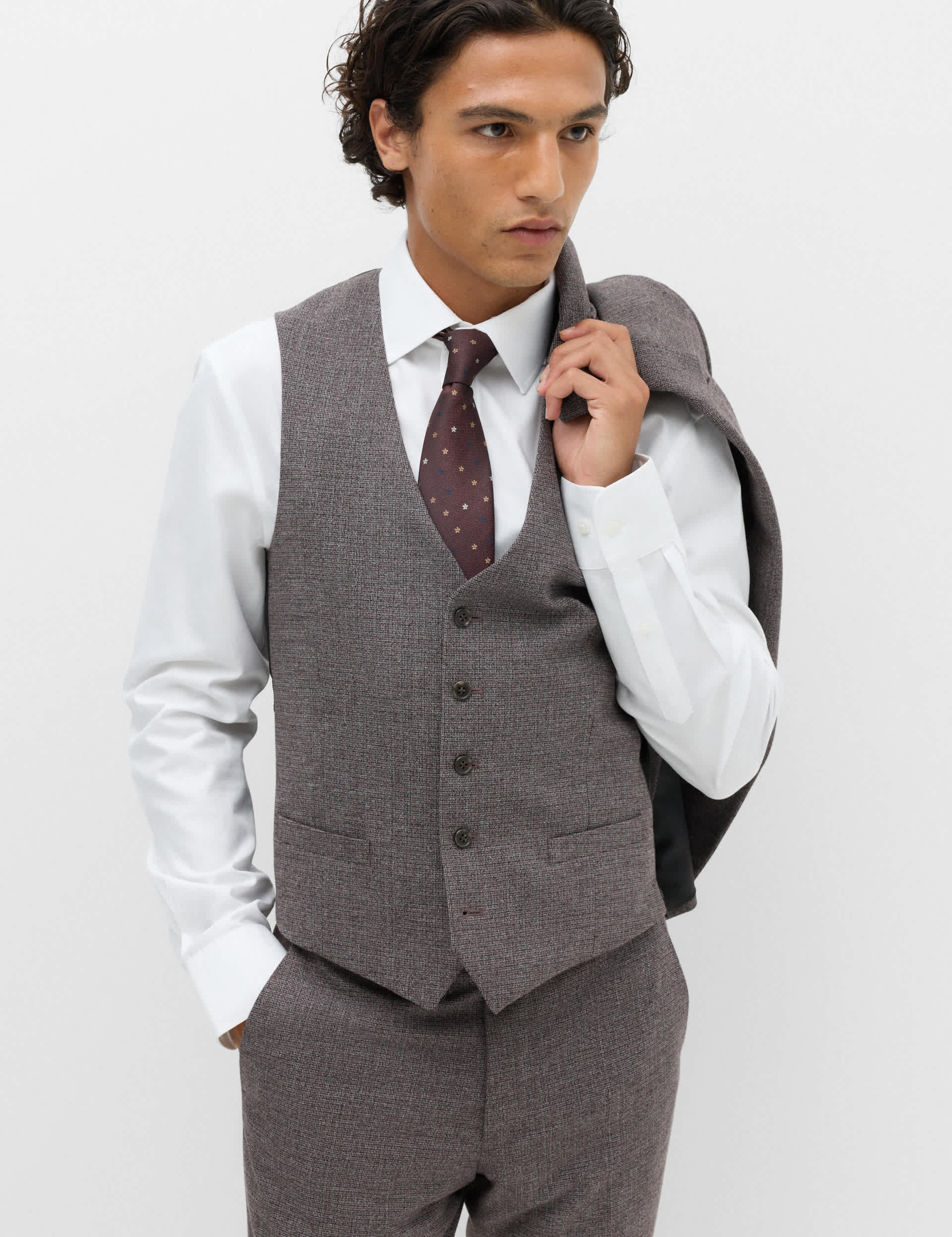 3 Piece Tailored Fit Micro Check Suit thumbnail 3