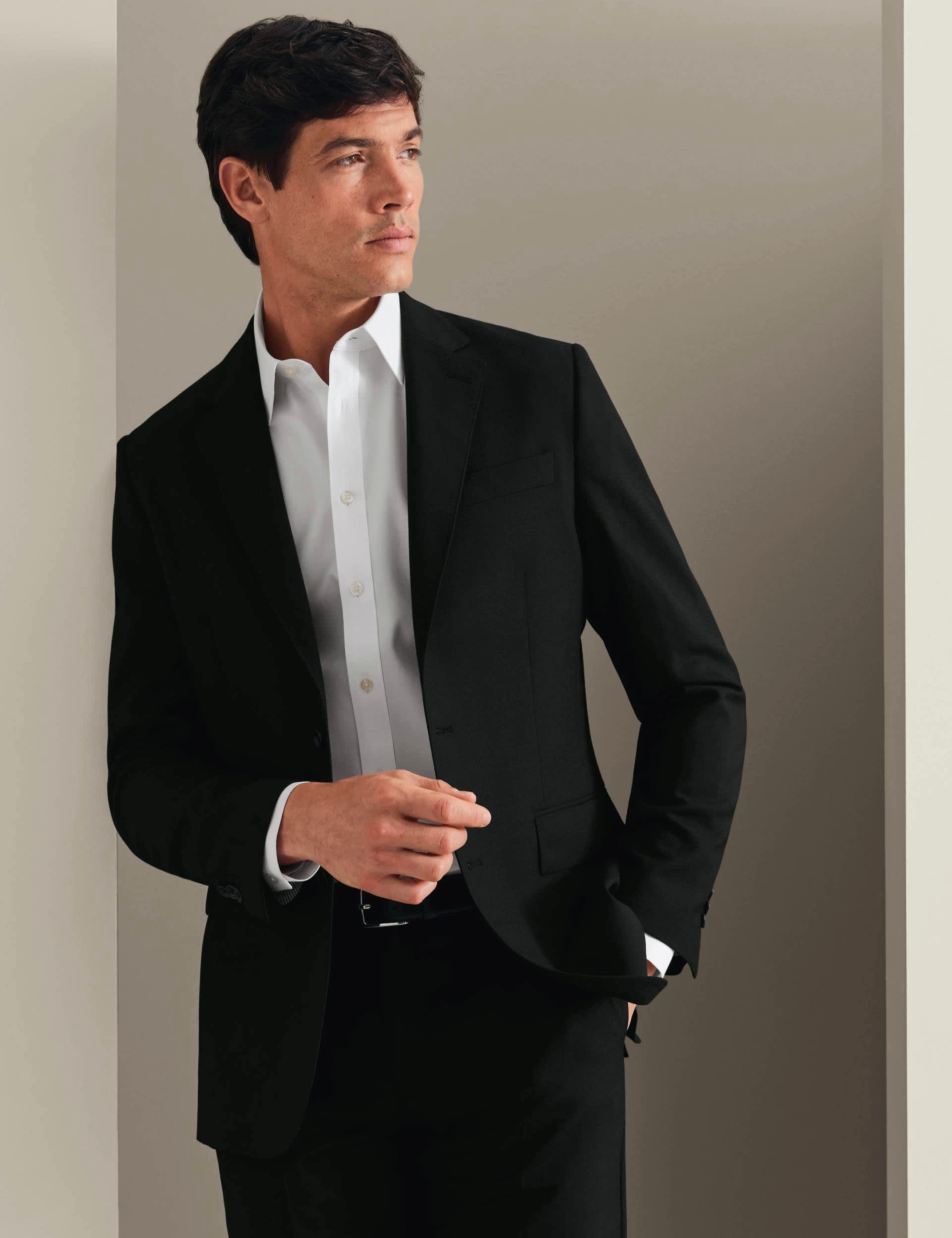2 Piece Slim Fit Super 120s Wool Sharkskin Suit thumbnail 6