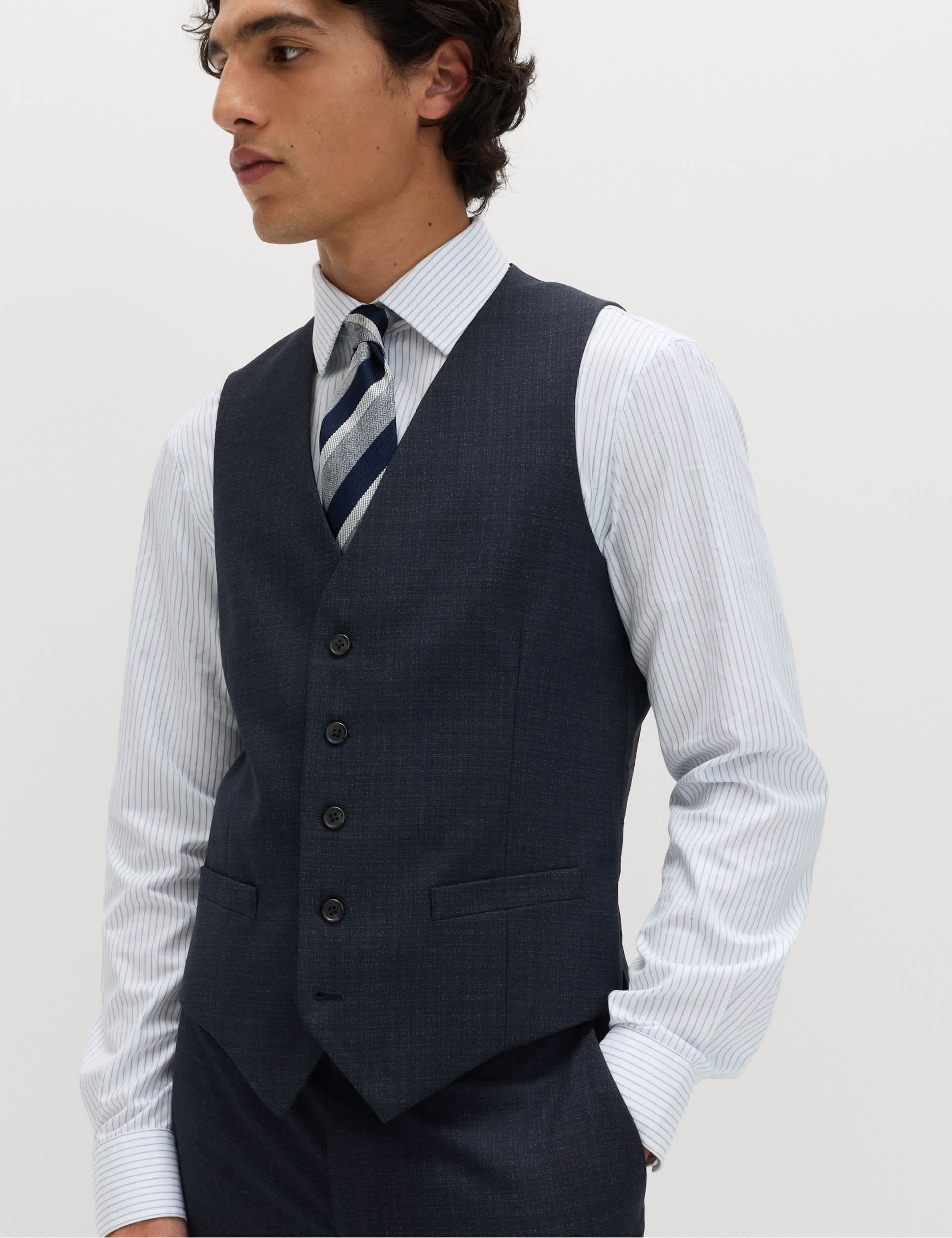 3 Piece Regular Fit Textured Stretch Suit thumbnail 3