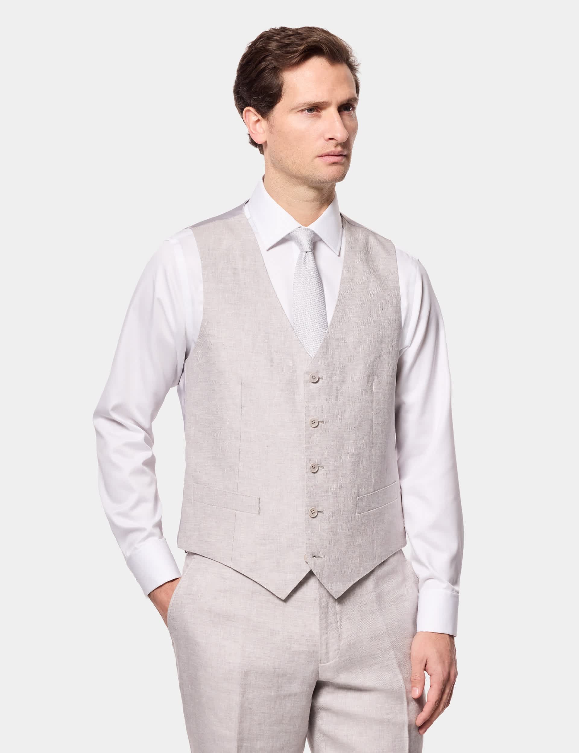 3 Piece Tailored Fit Pure Linen Suit thumbnail 2