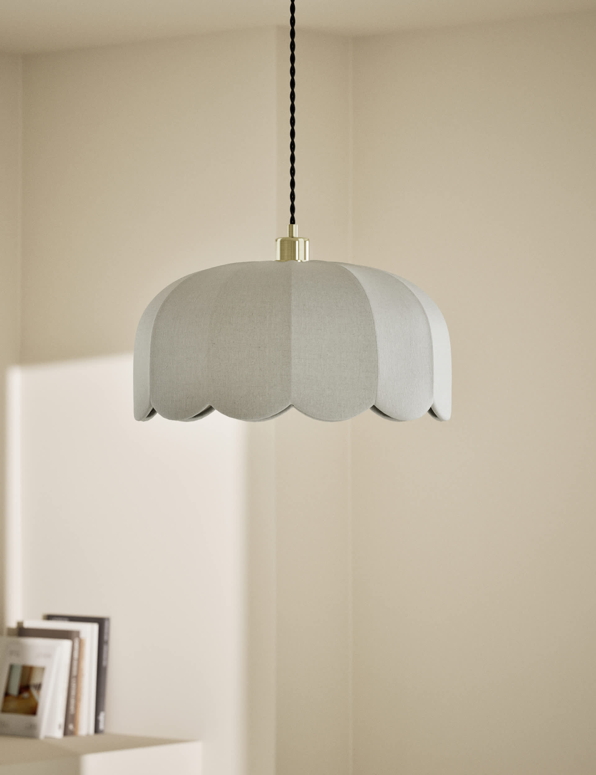 Skeletal Petal Fabric Scallop Pendant Light