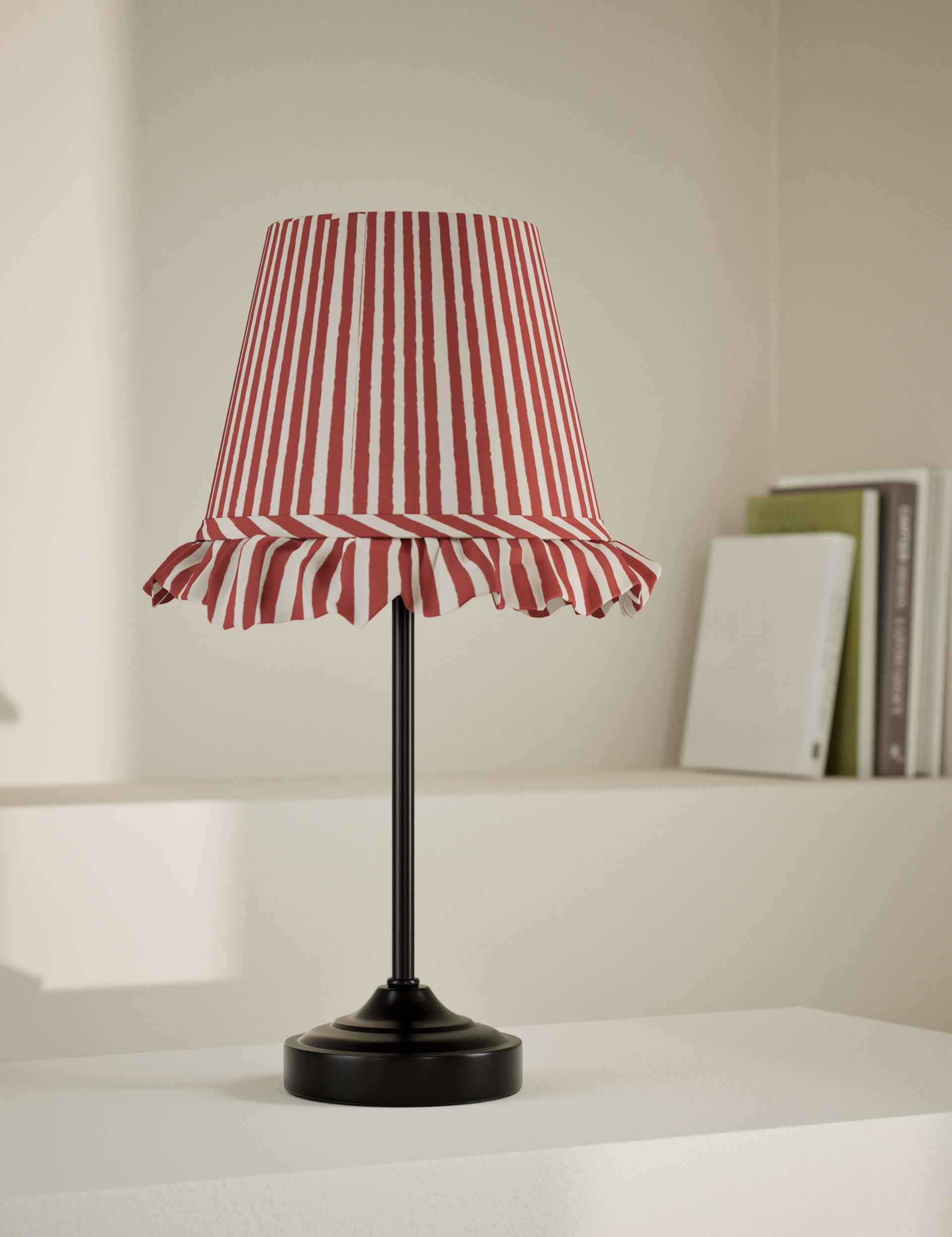 Striped Ruffle Rechargeable Table Lamp