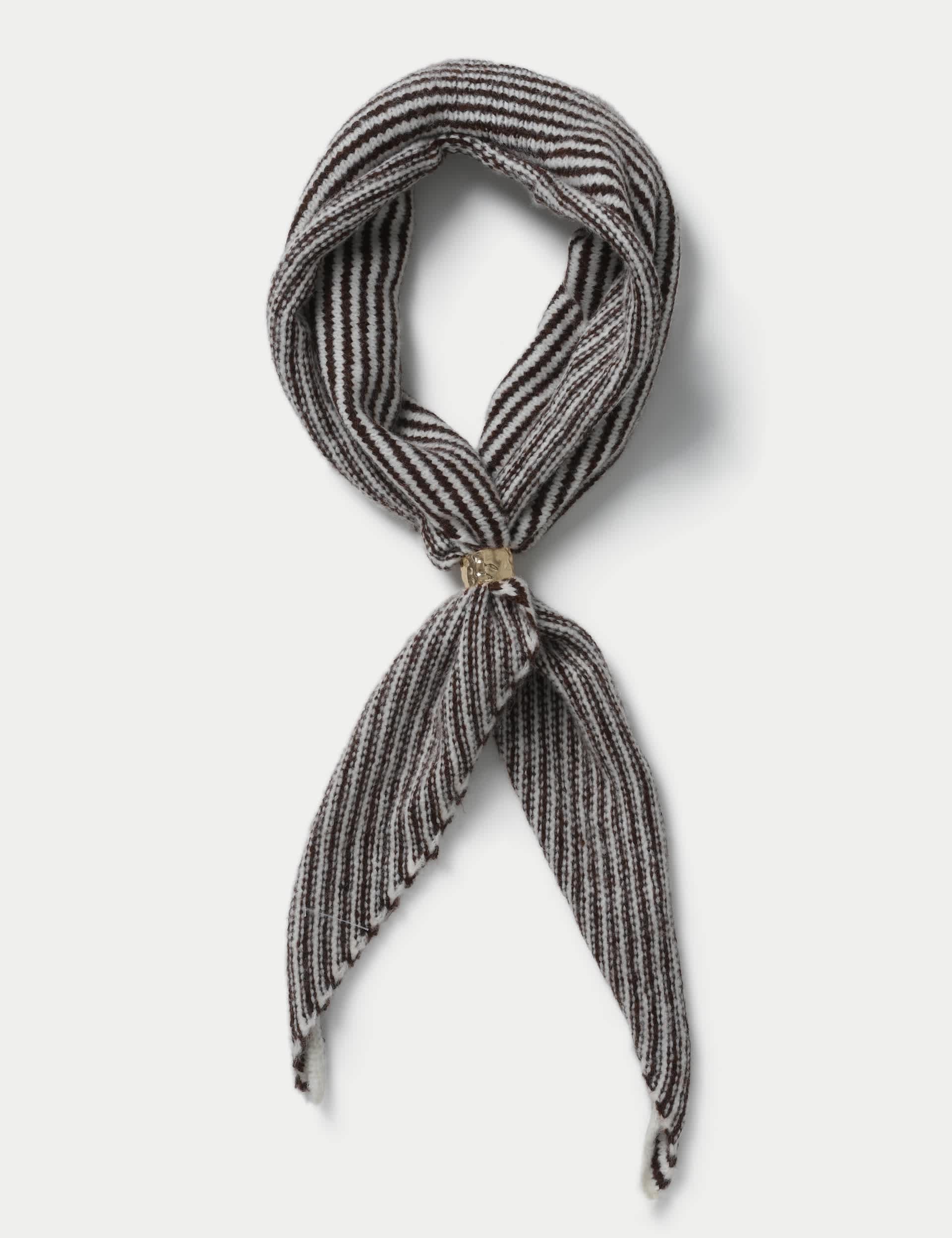 Brown Stripe Thick Toggle Scarf