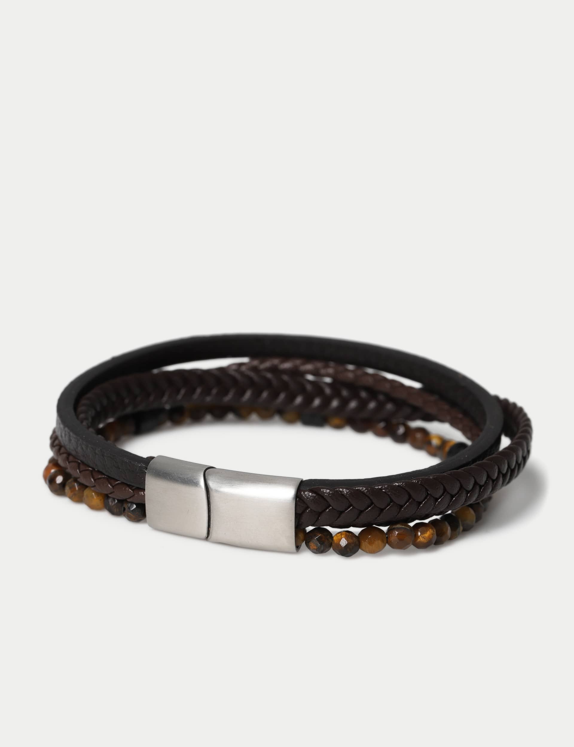 Genuine Leather and Semi P Bracelet