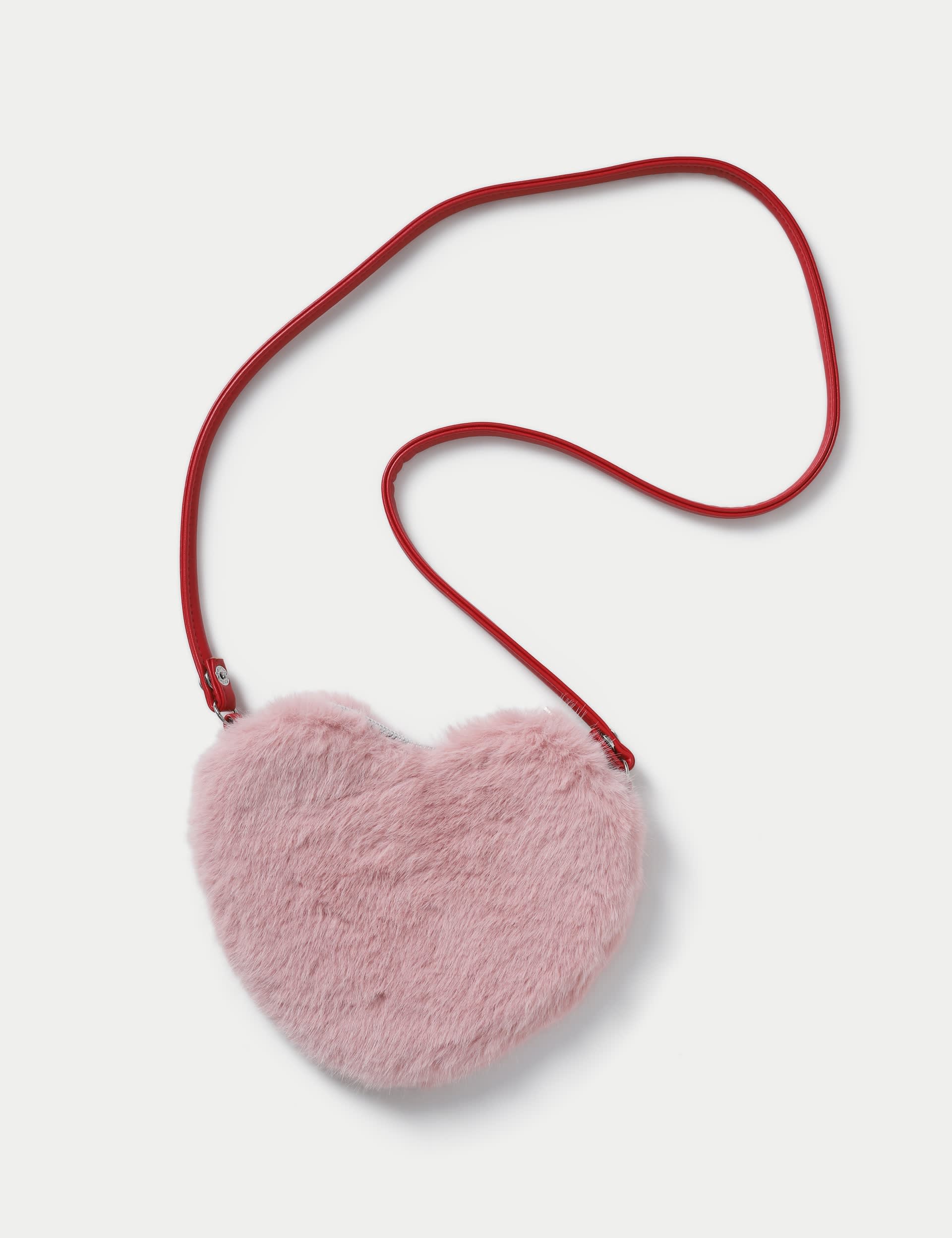 Pink Fur Heart Crossbody Bag