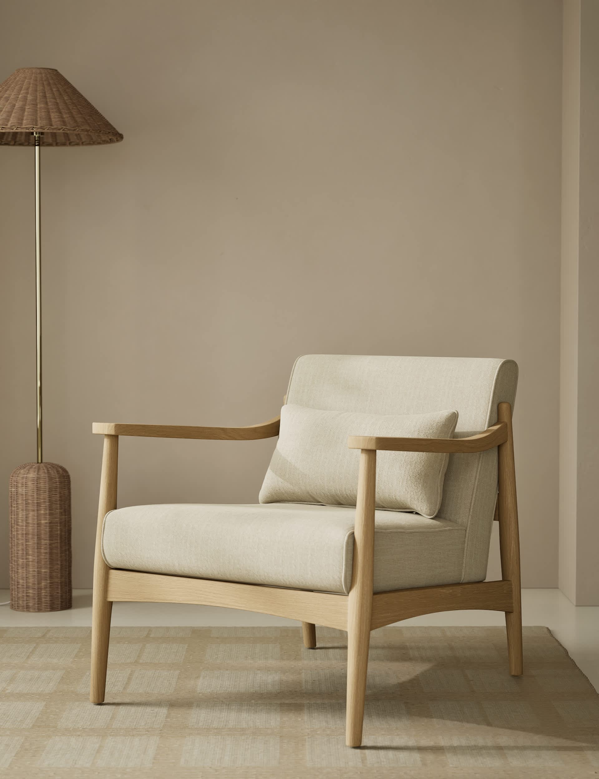 Sherwood Light Oak Chenille Accent Chair