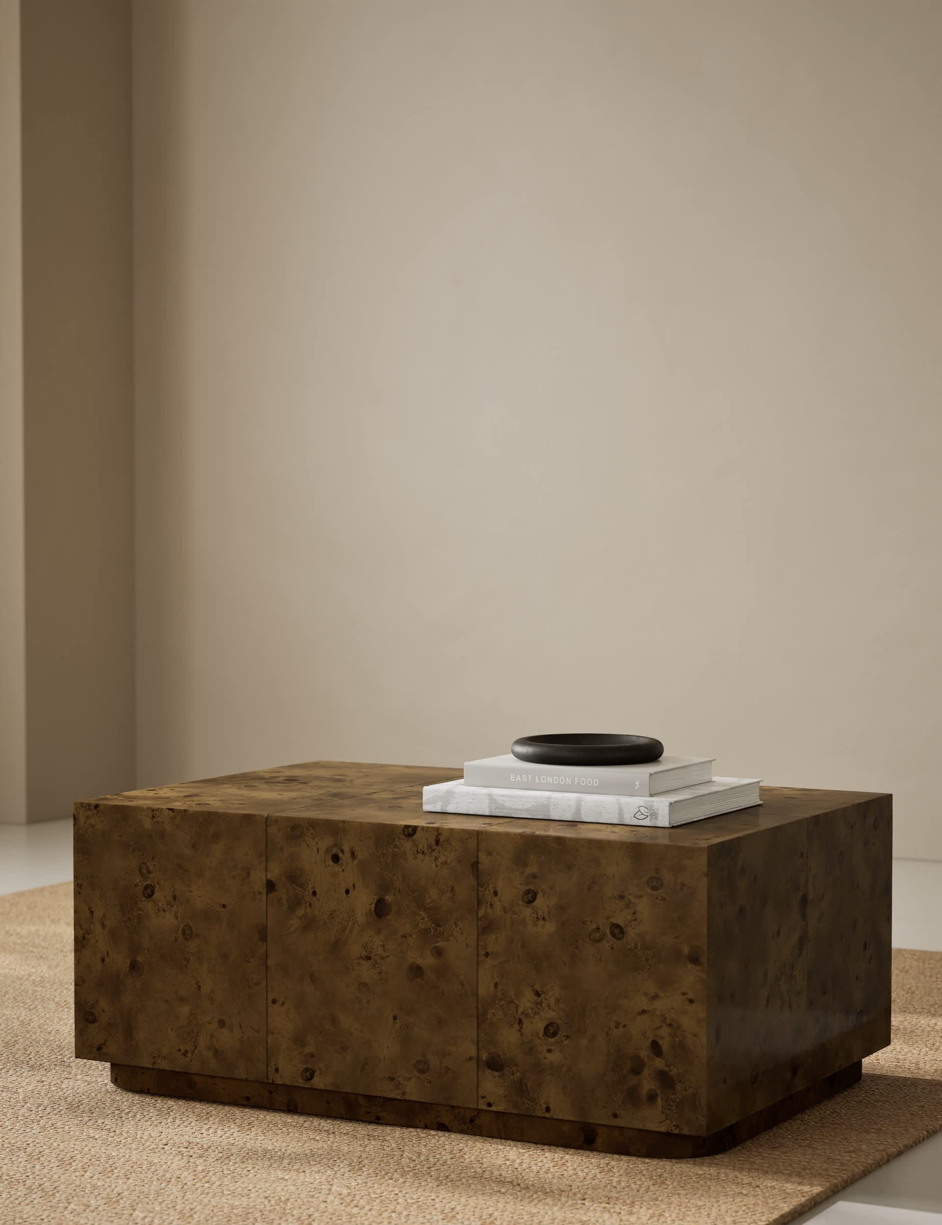Burl Wood Rectangular Coffee Table