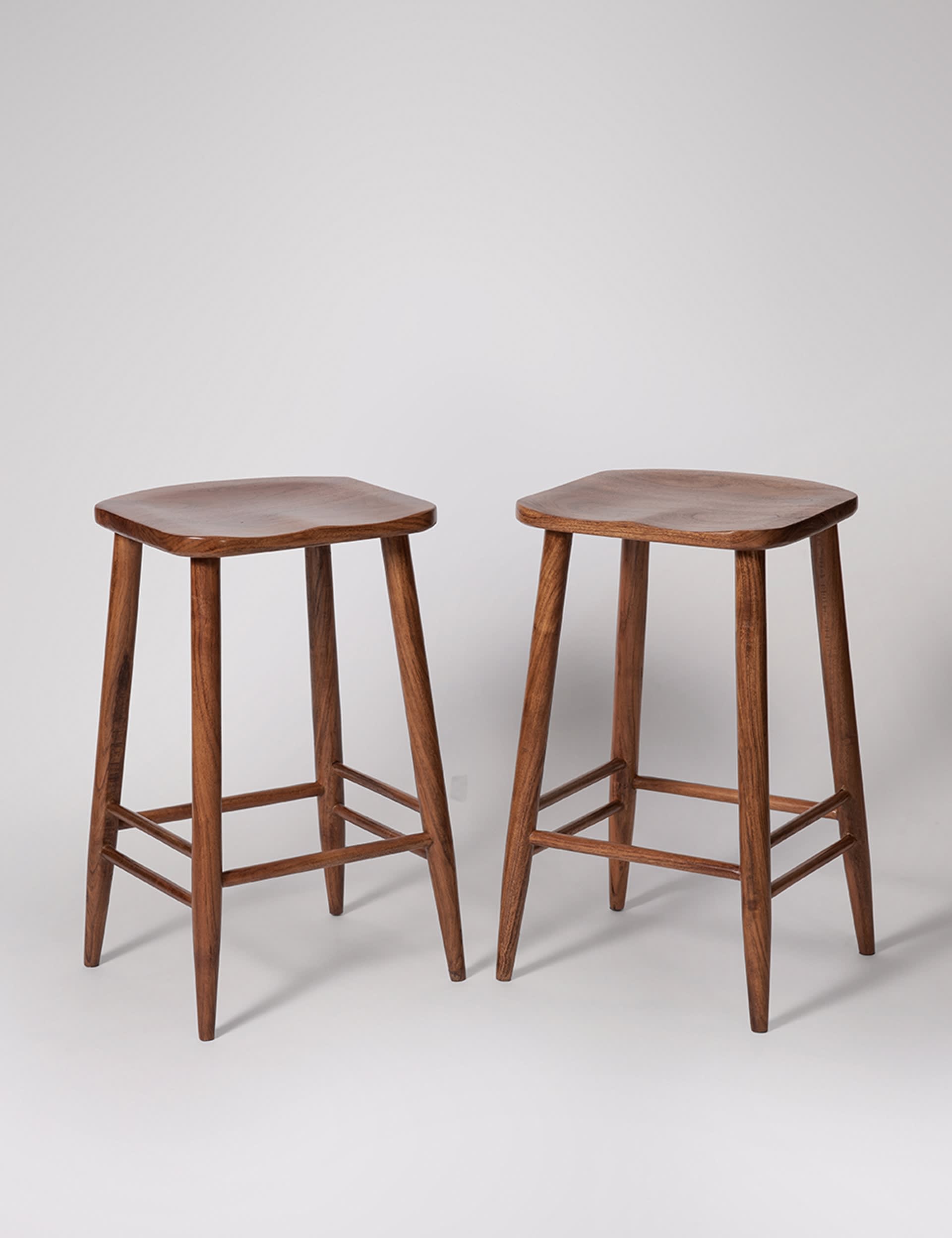Set of 2 Southwark Acacia Wood Kitchen Stools
