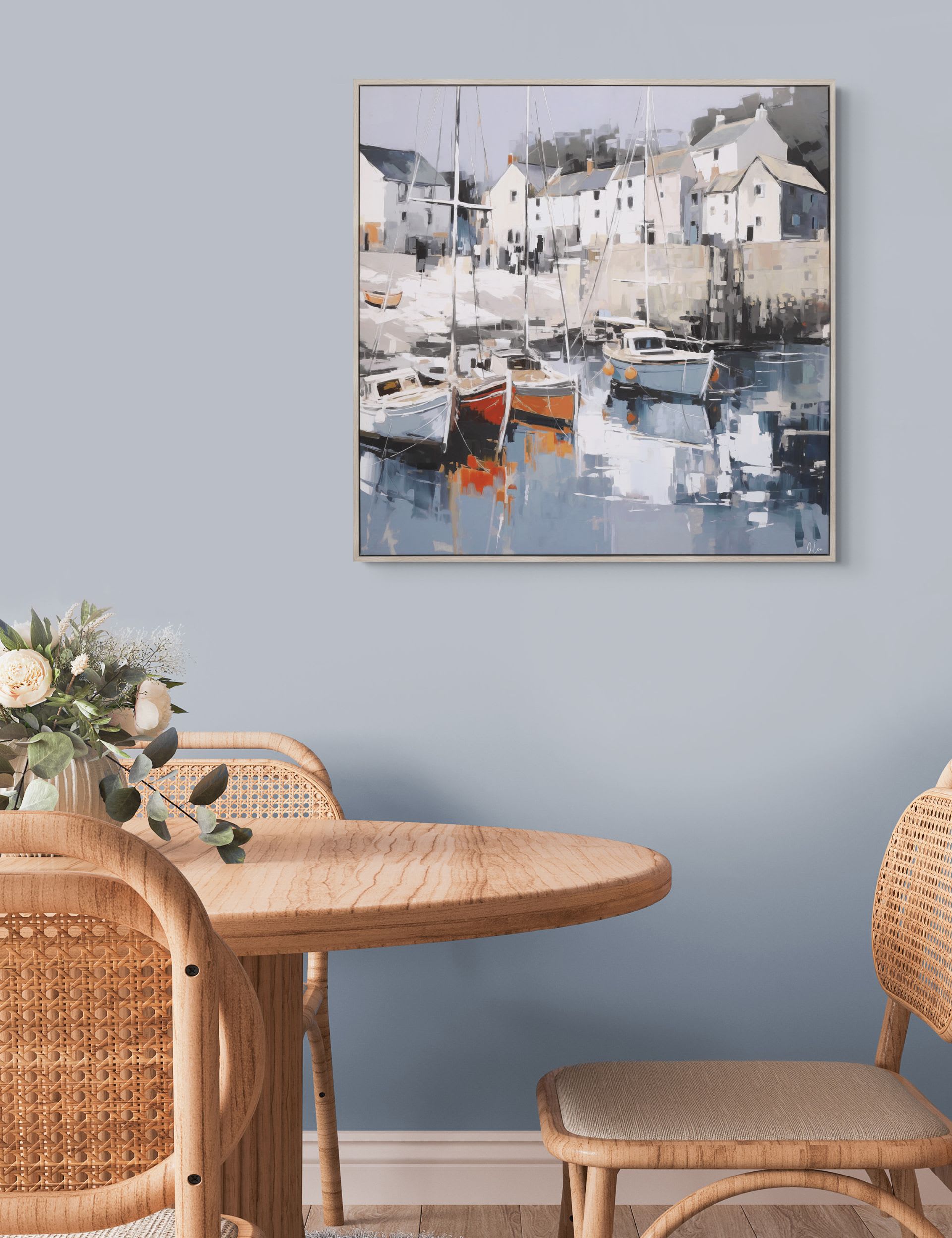 Harbour Haven Square Framed Canvas