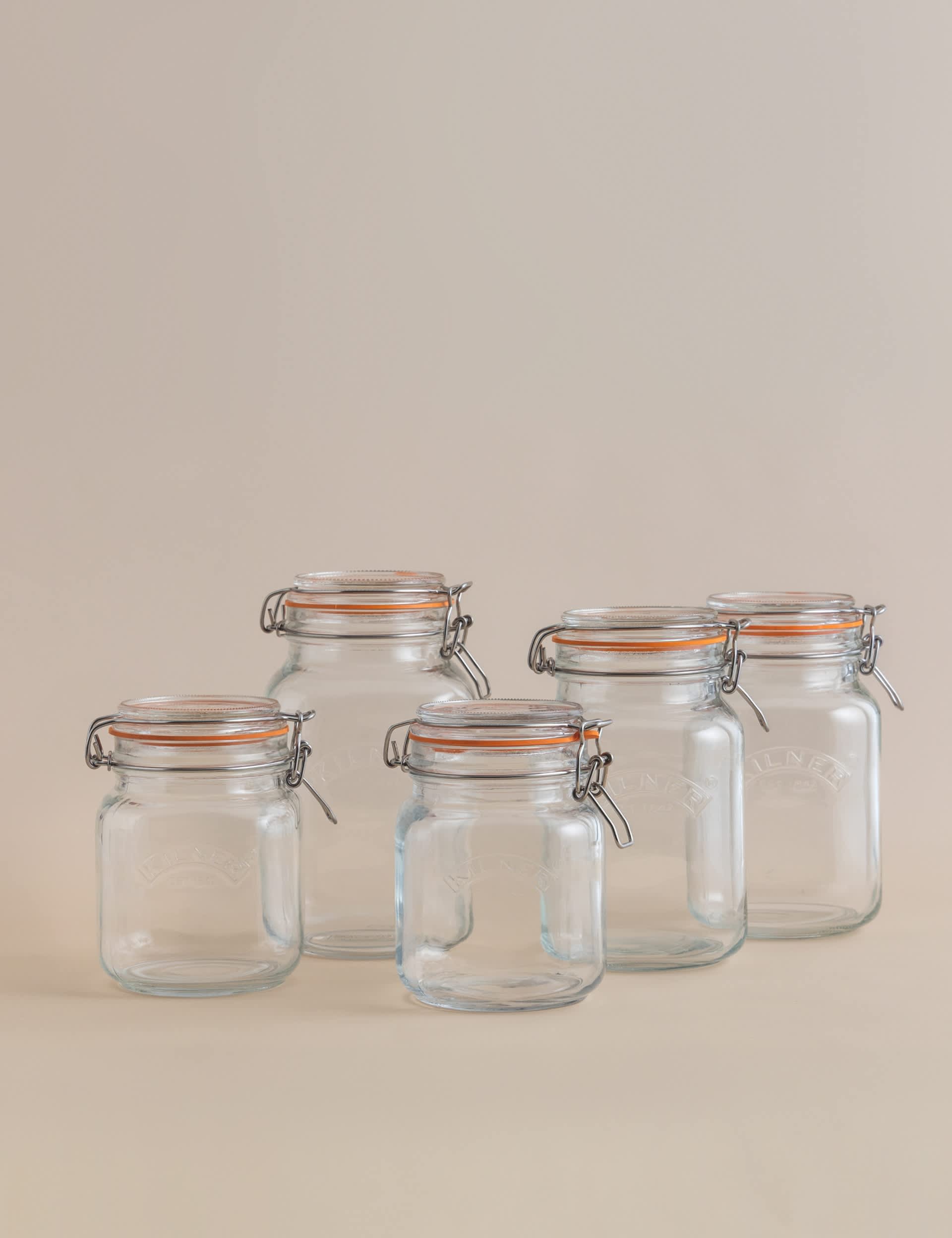 Set 5 Square Clip Top Pantry Jars