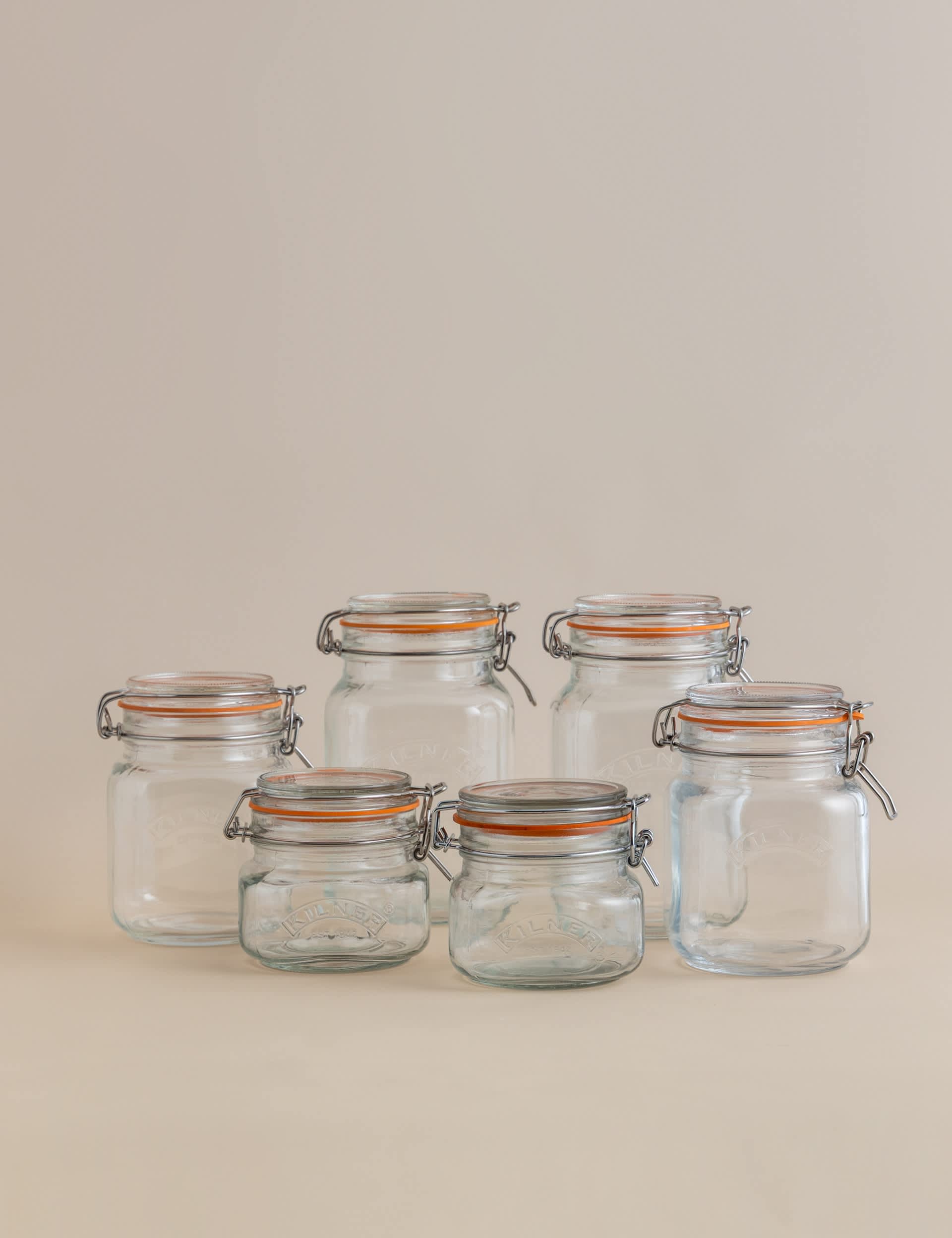 Set 6 Square Clip Top Pantry Jars