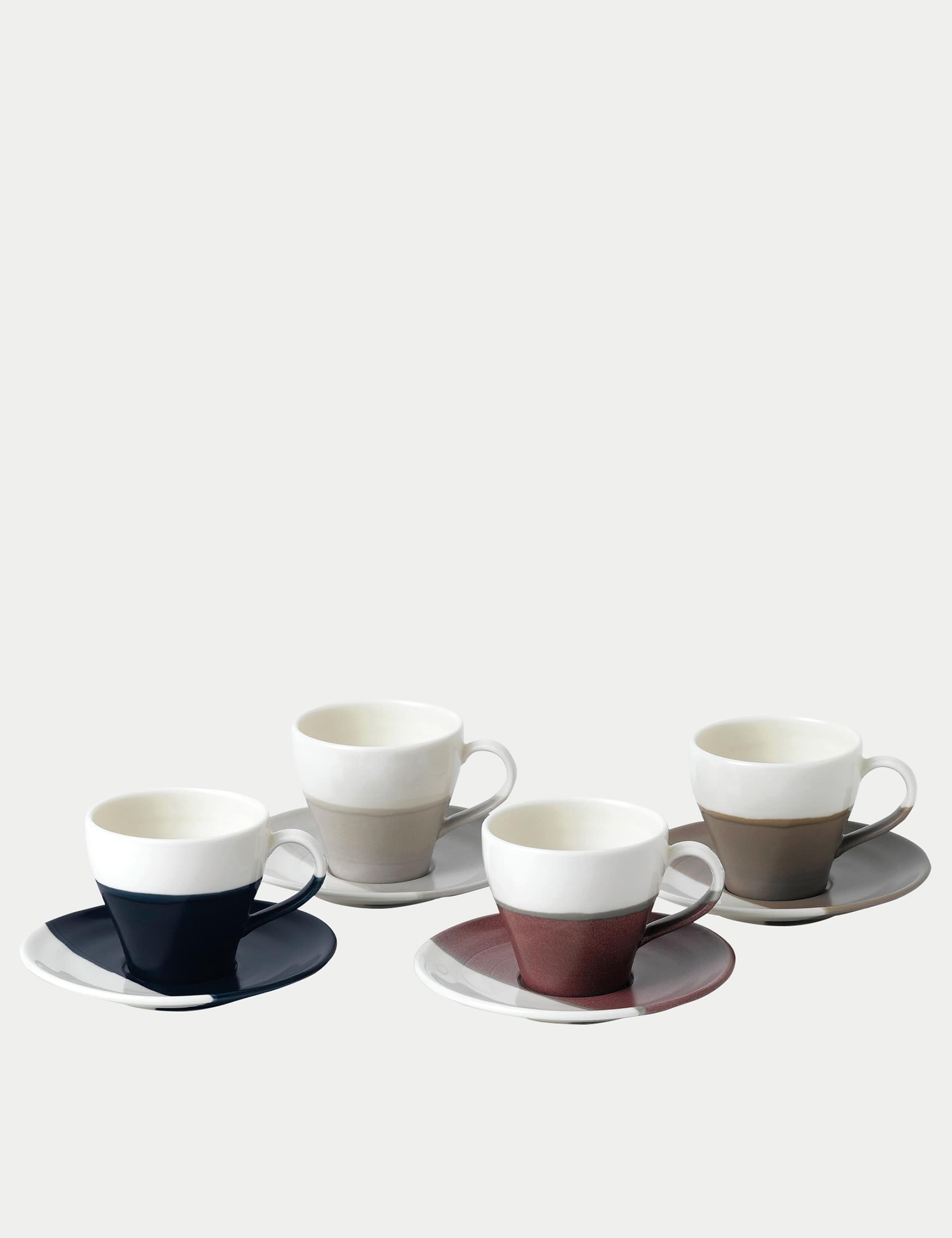 Set of 4 Coffee Studio Espresso Cups & Saucers