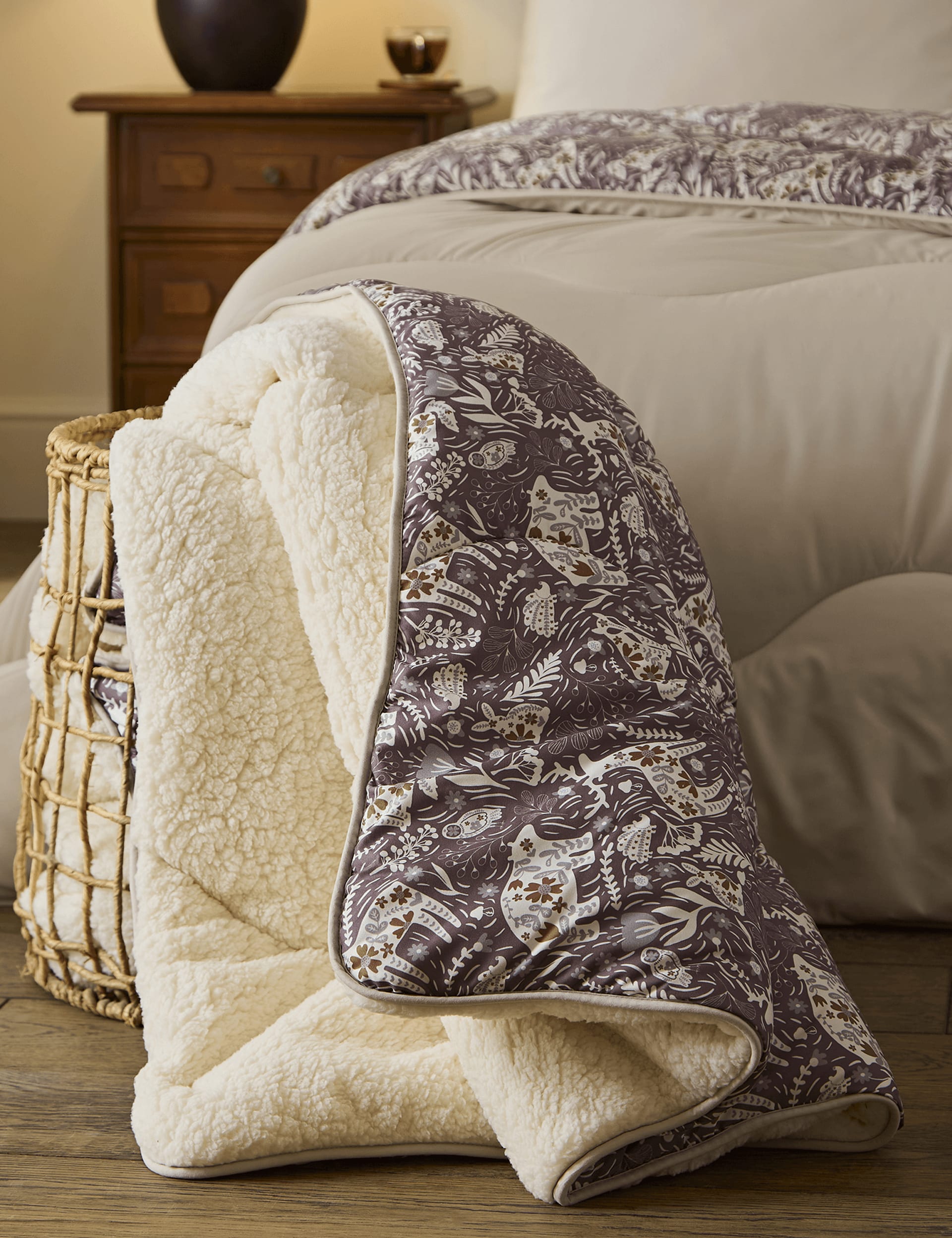 Woodland Creatures Sherpa Fleece 9 Tog Throw