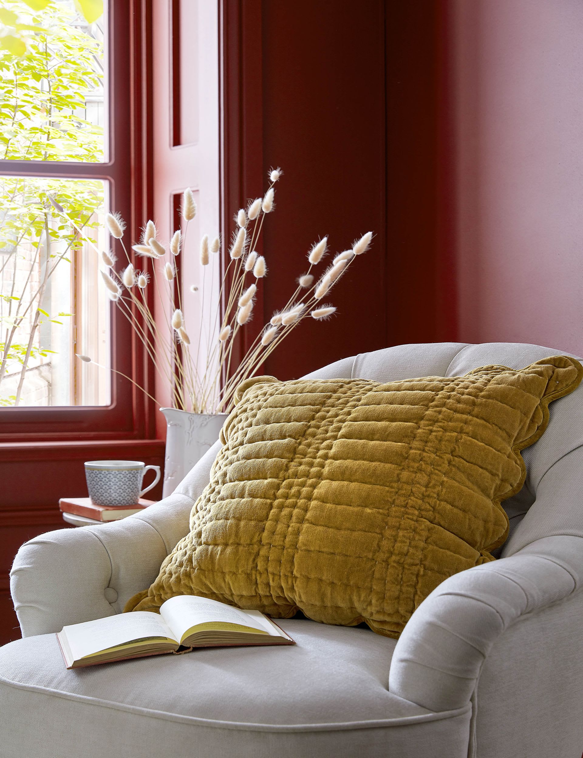 Velvet Scalloped Textured Cushion