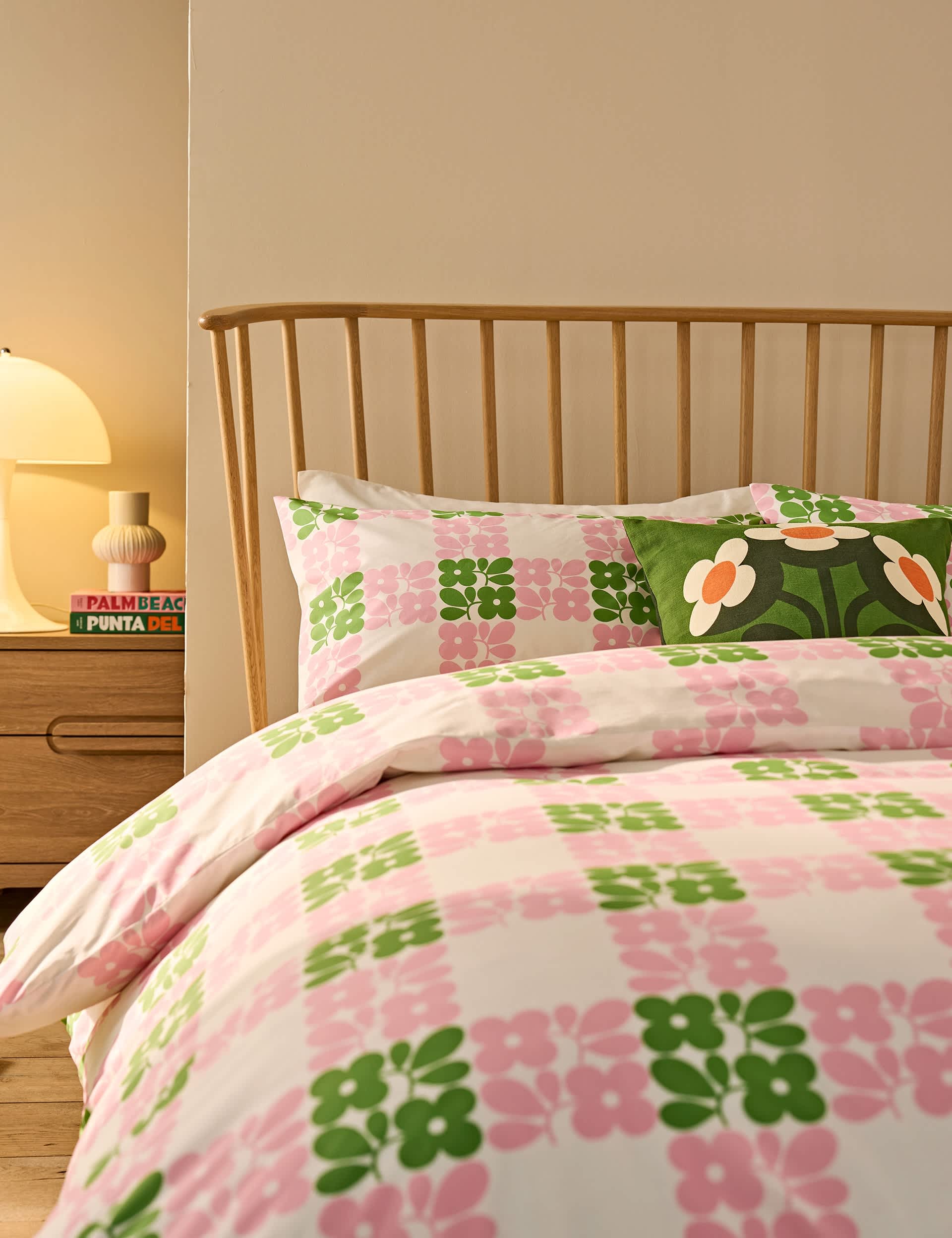 2 Pack Pure Cotton Floret Check Pillowcases