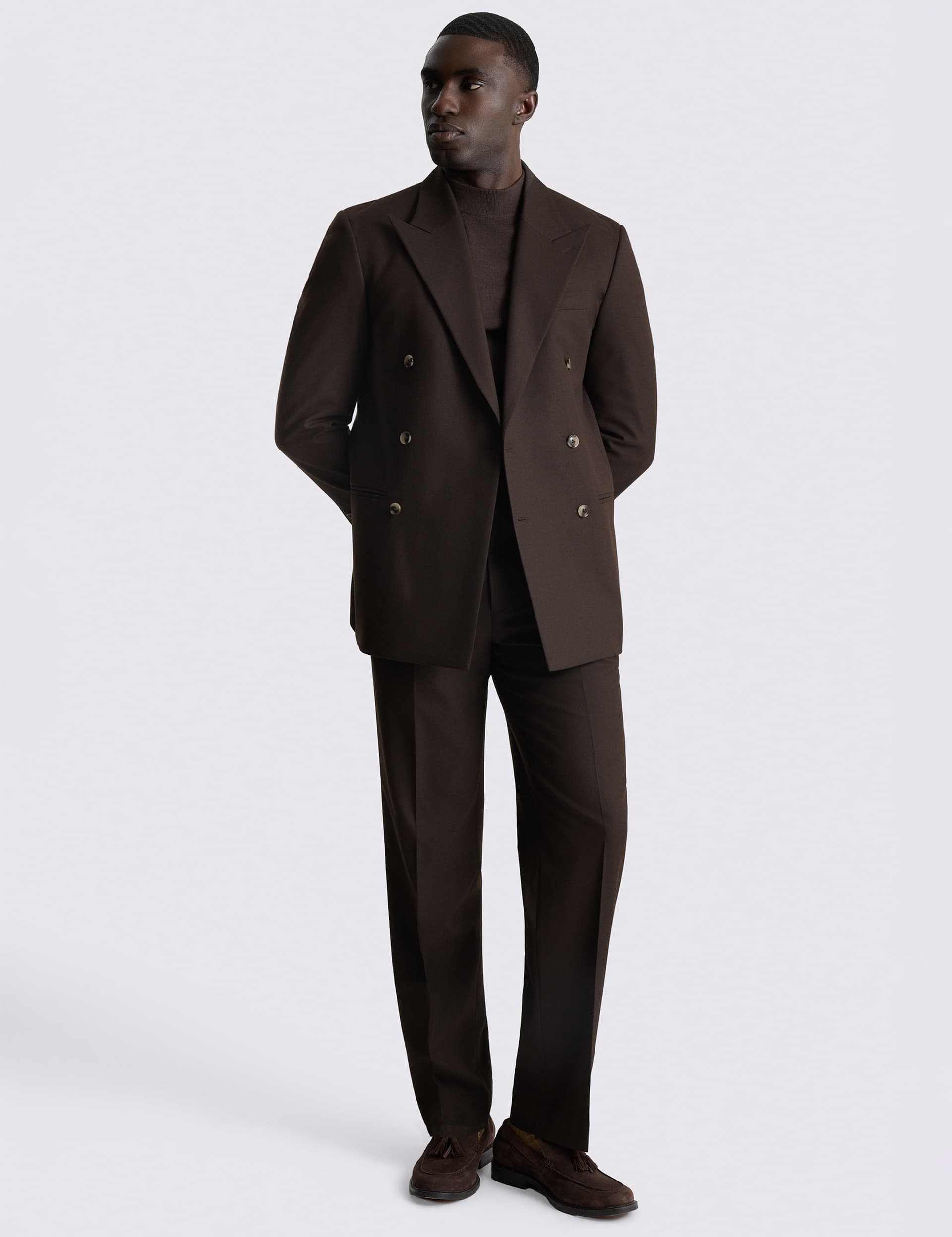 Relaxed Fit Flannel Double Breasted Suit Jacket thumbnail 3