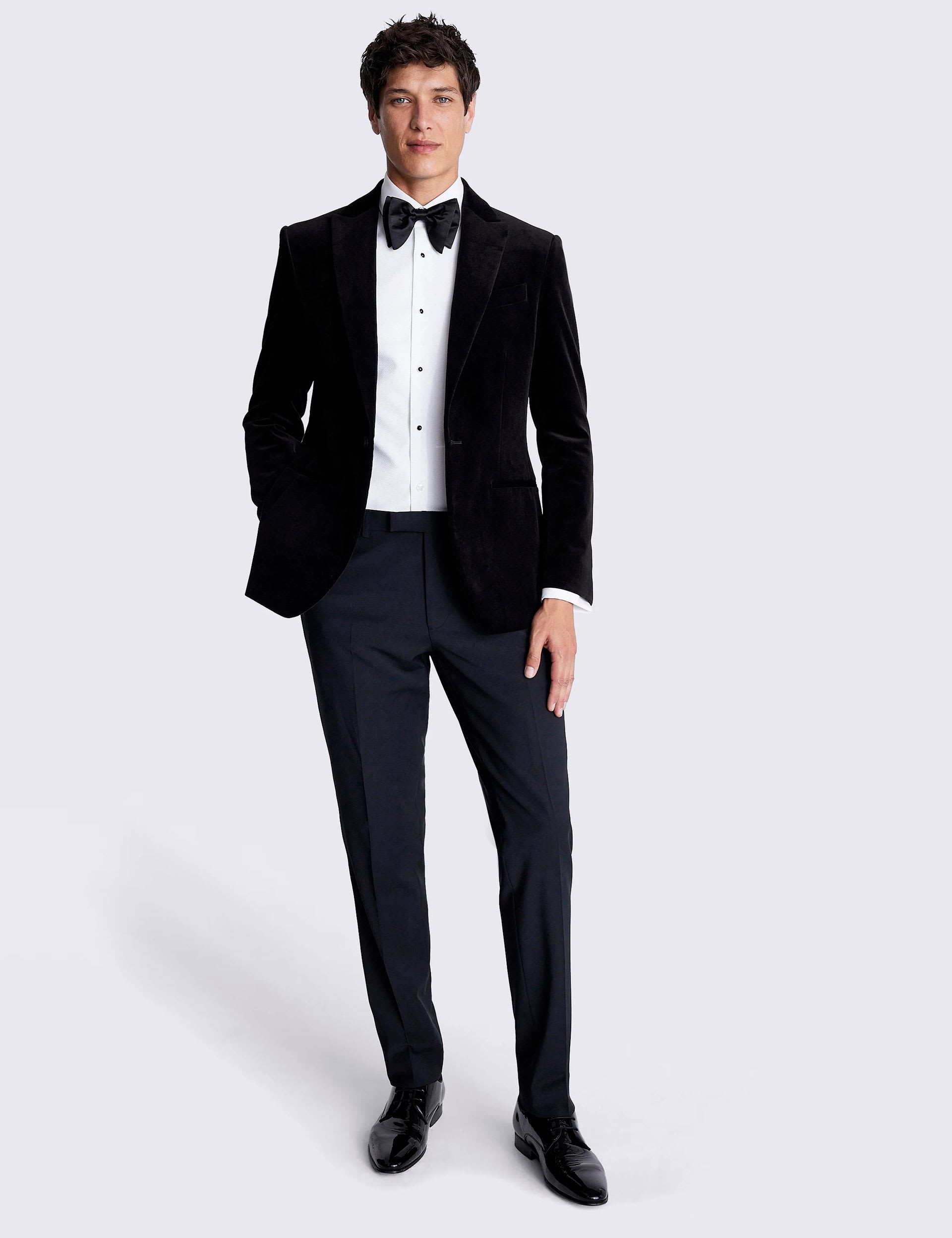 Tailored Fit Pure Cotton Velvet Tuxedo Jacket thumbnail 3