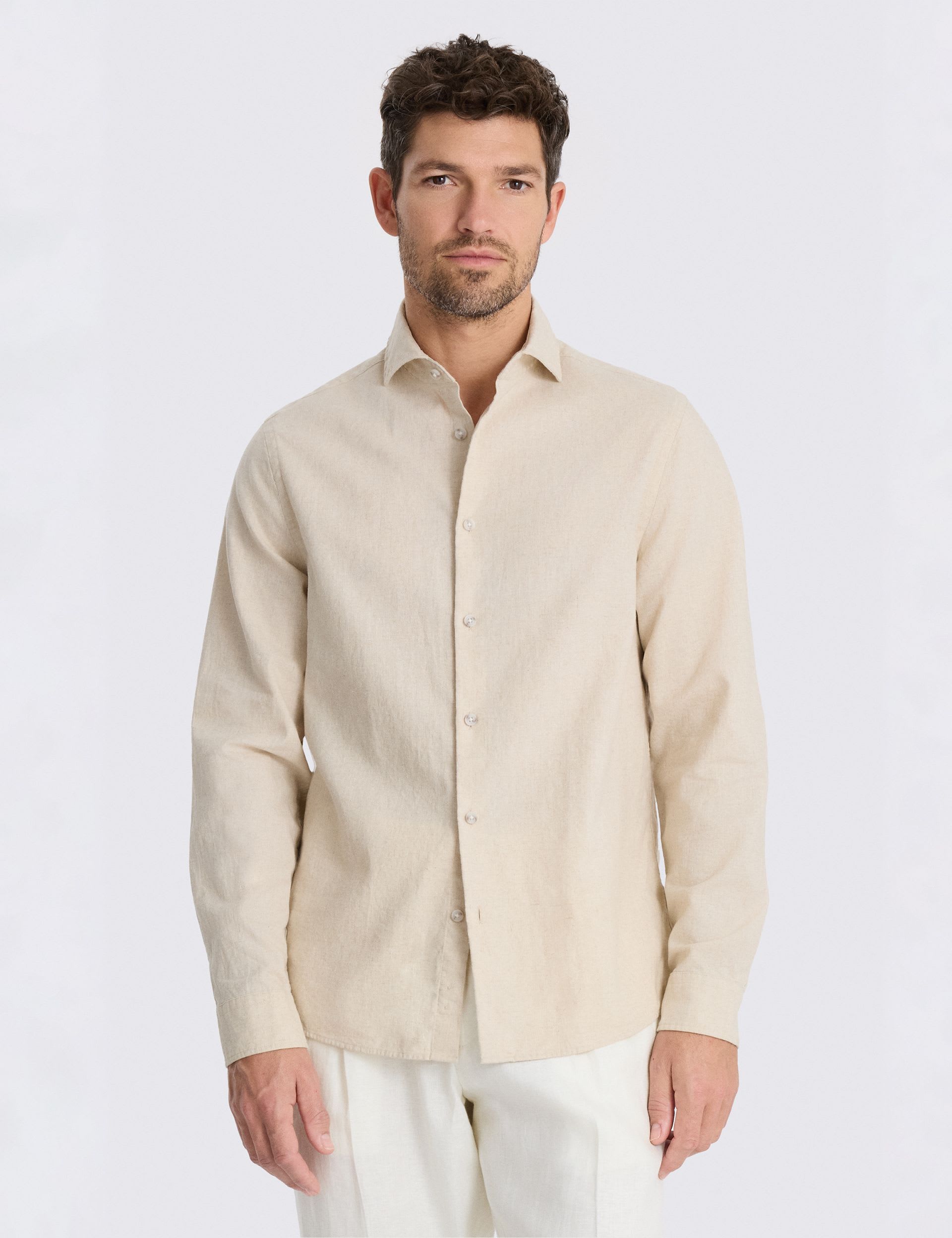 Tailored Fit Linen Cotton Blend Shirt
