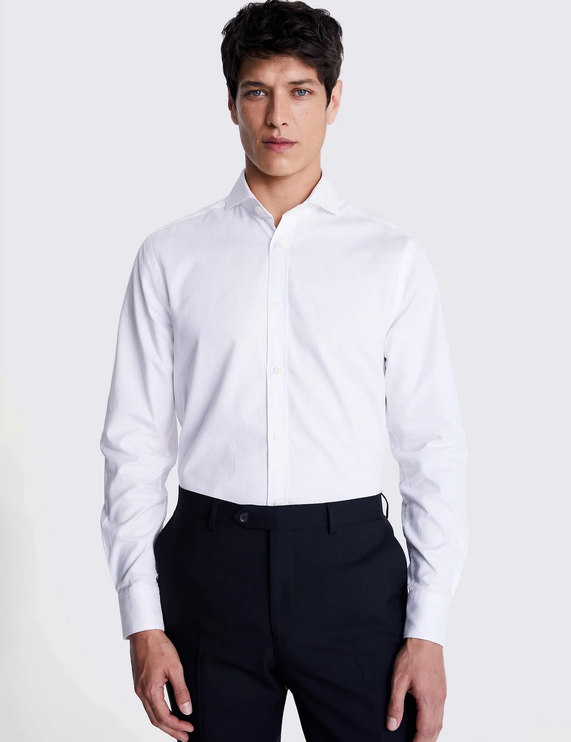 Tailored Fit Pure Cotton Dobby Luxury Shirt
